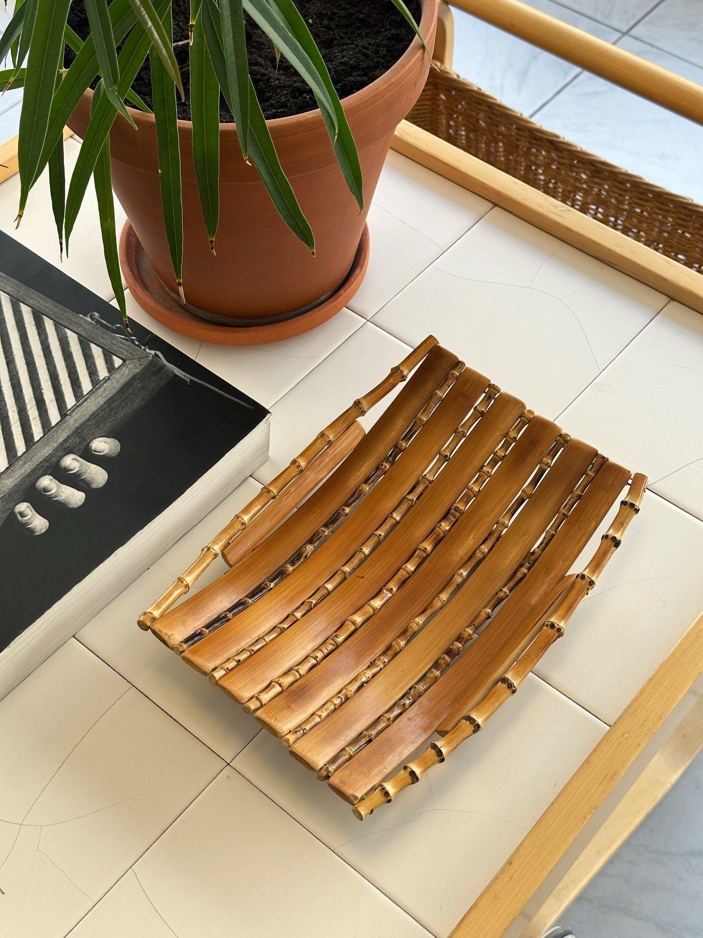 Vintage 1960's–70's Bamboo & Rattan Serving Tray