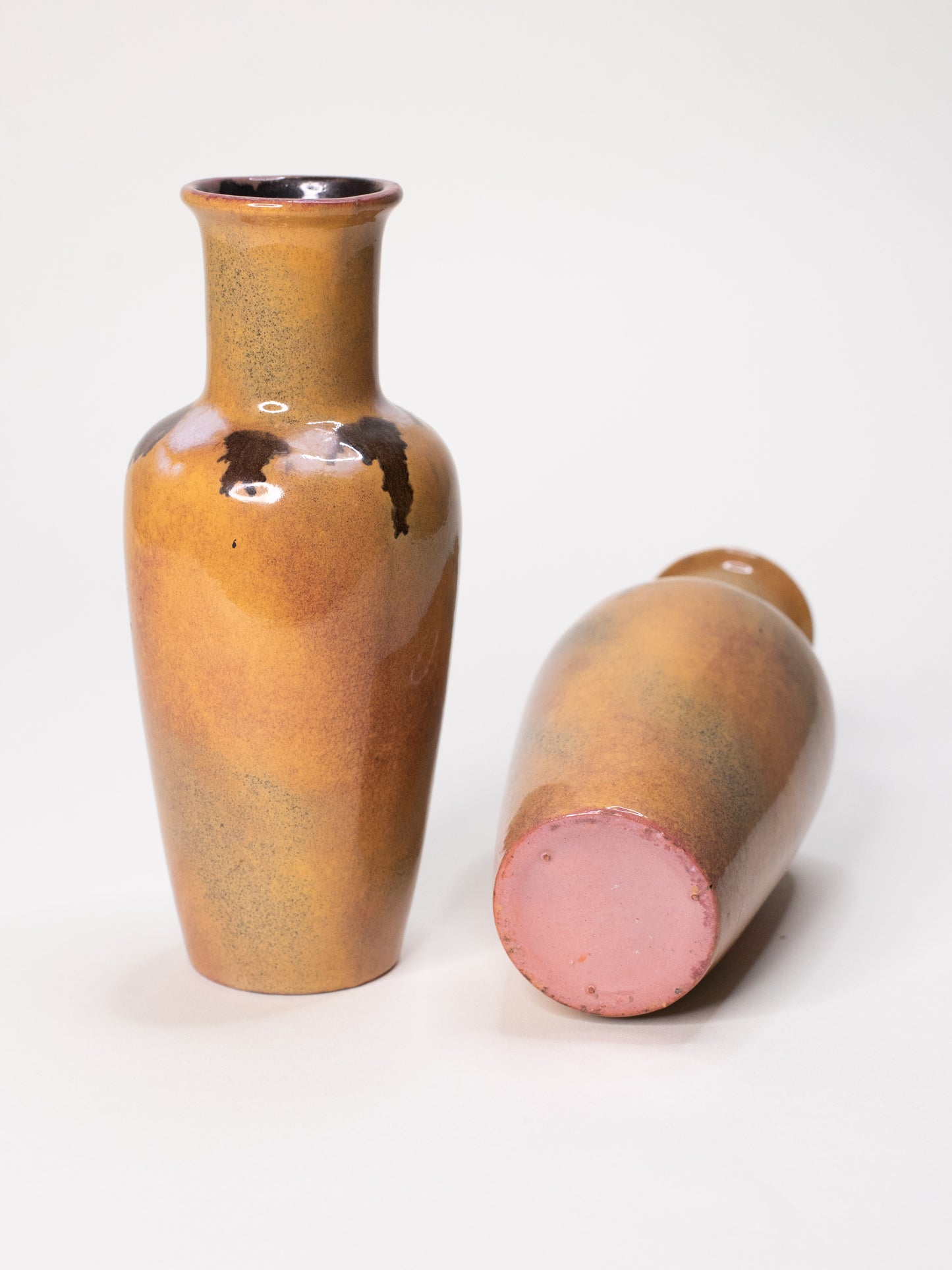 Pair of Vintage Ceramic Vases with Earthy Glaze