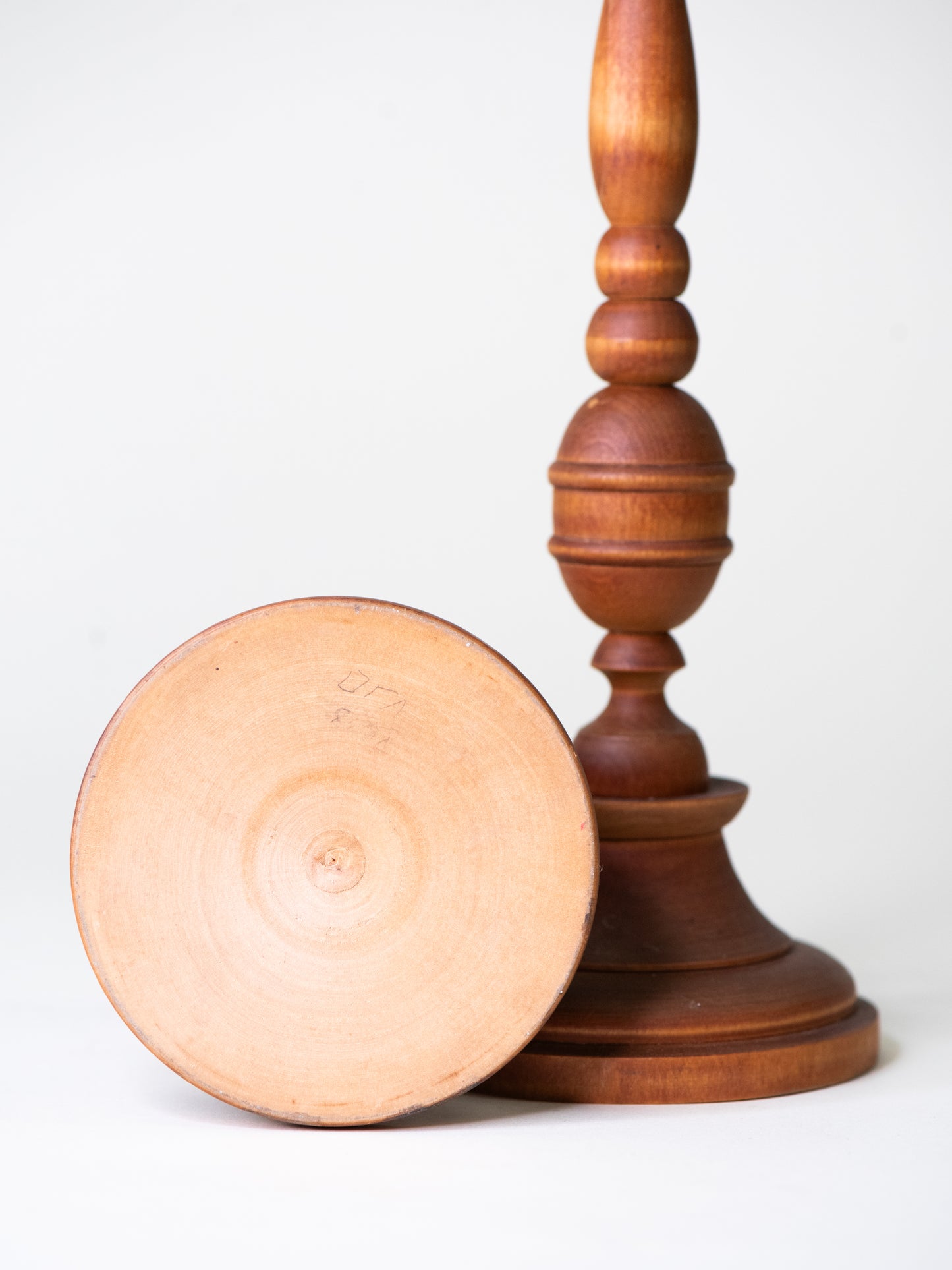 Pair of Turned Wooden Candle Holders 1940's Finland