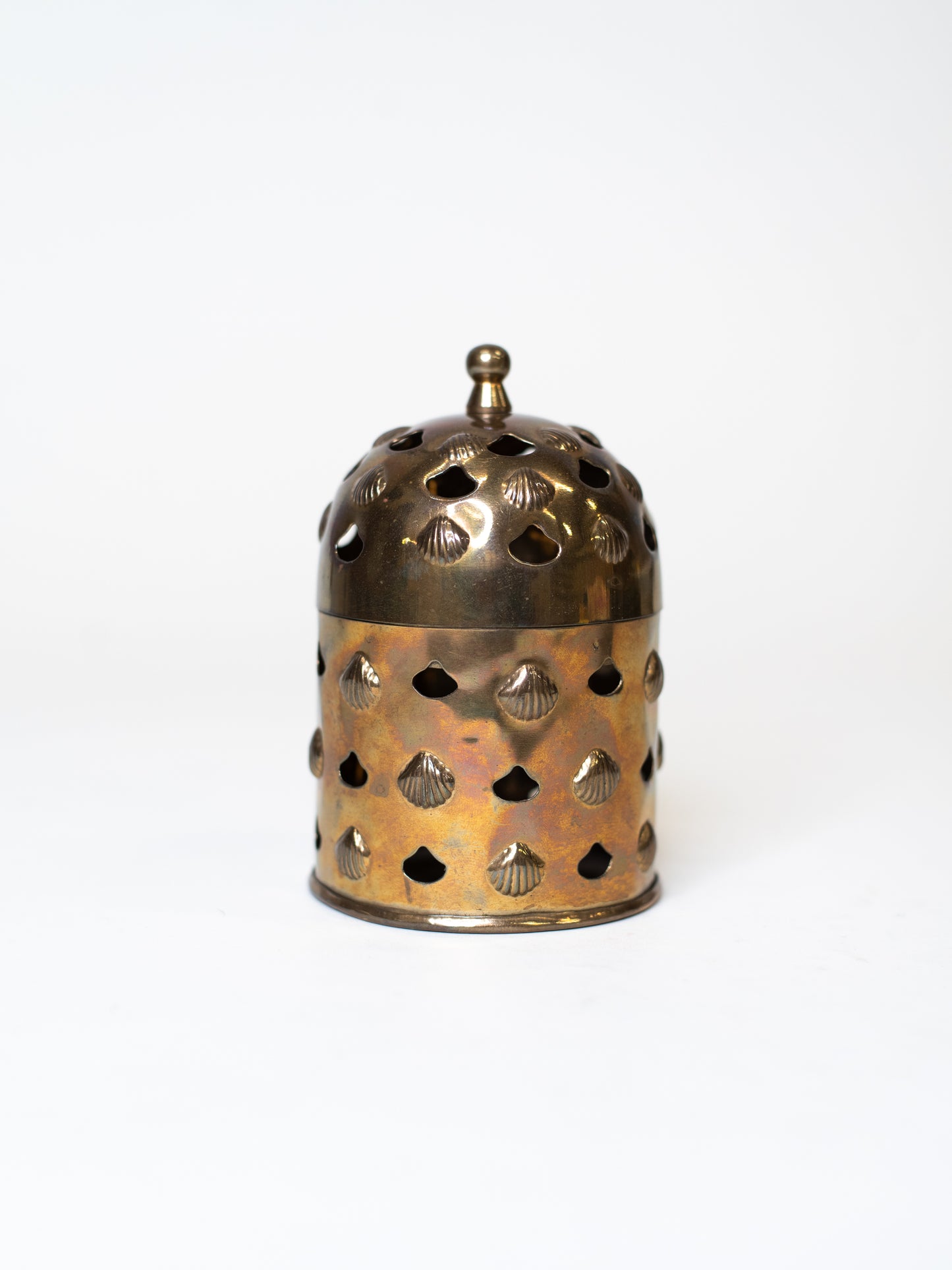 Vintage Brass Pomander with Shell Motif