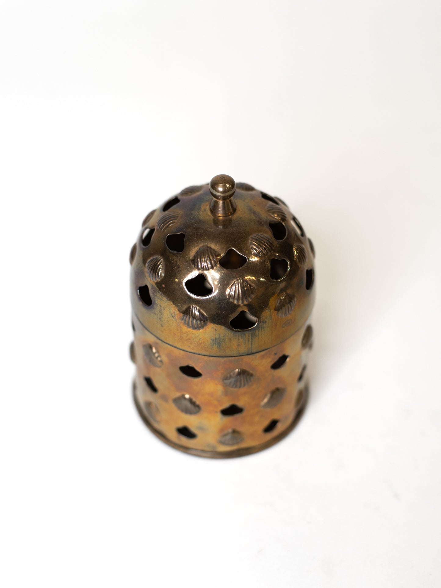 Vintage Brass Pomander with Shell Motif