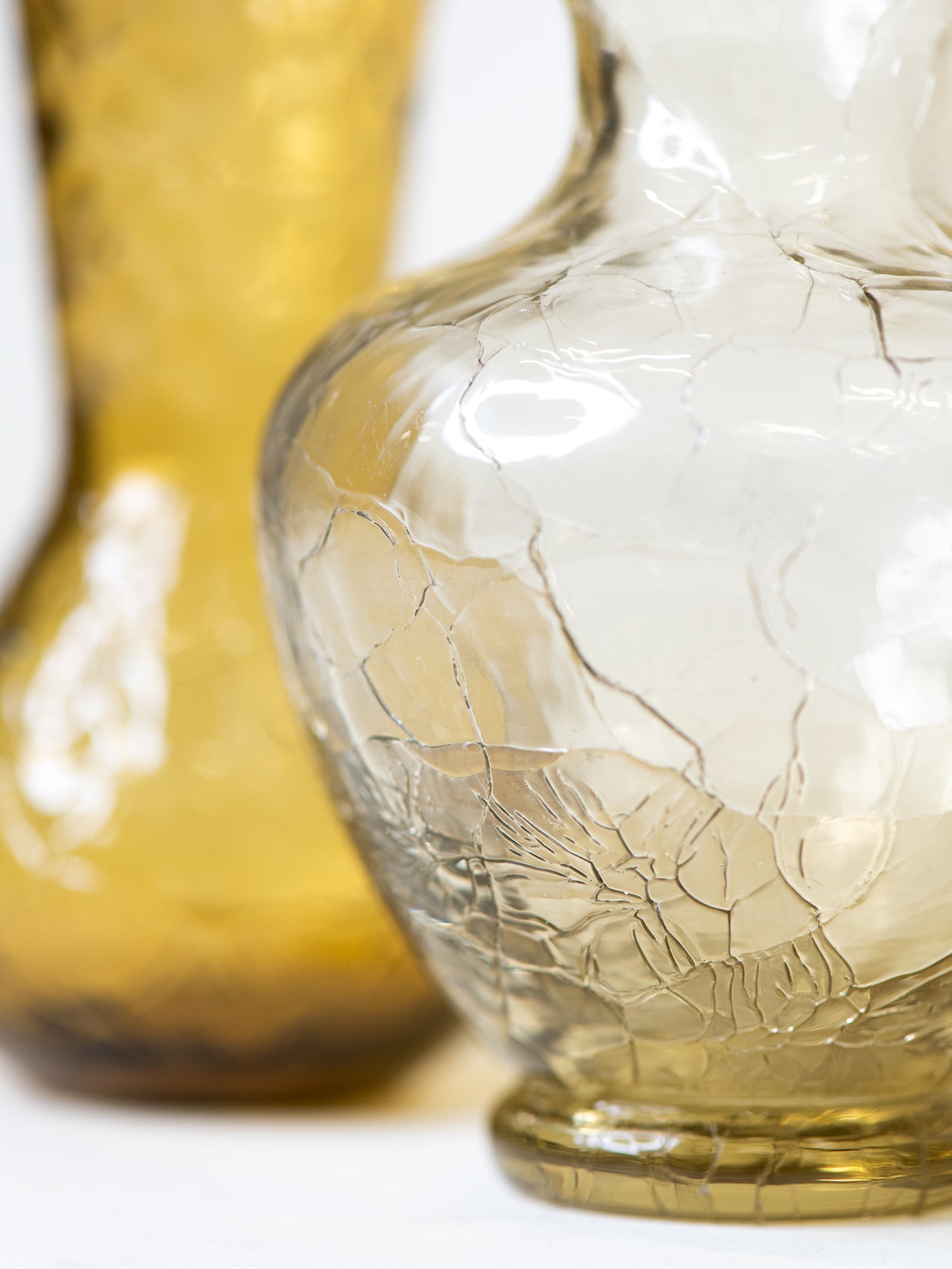 Pair of Vintage Crackle Glass Vases