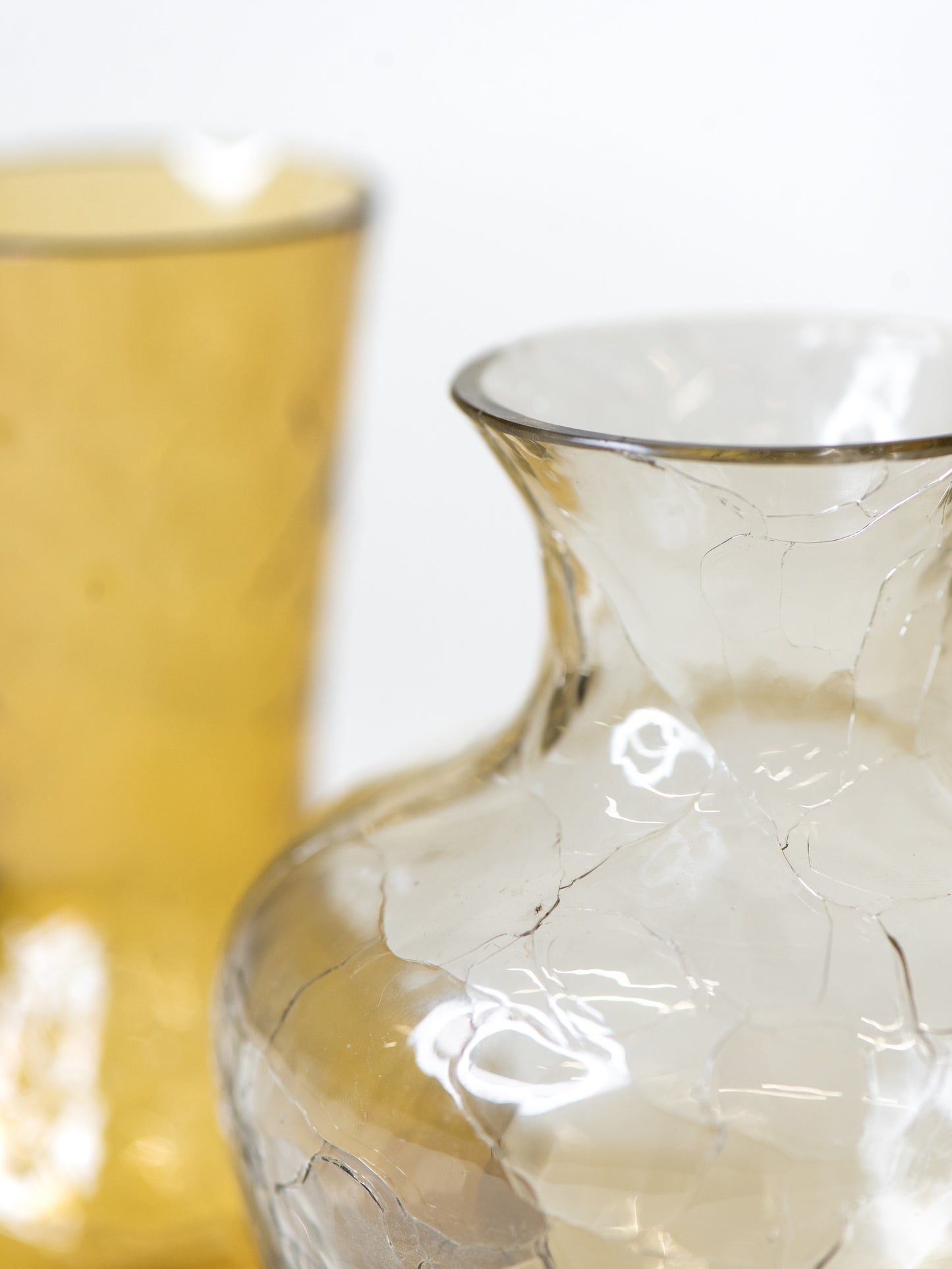 Pair of Vintage Crackle Glass Vases