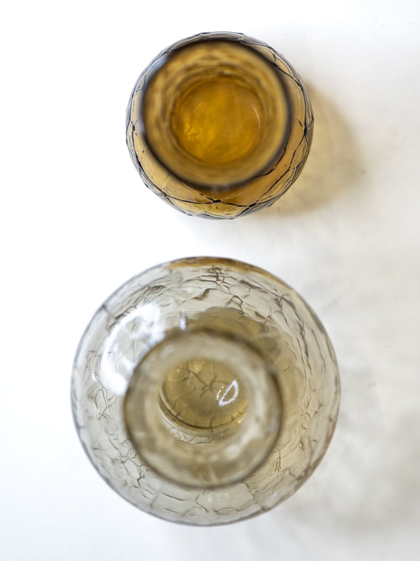 Pair of Vintage Crackle Glass Vases