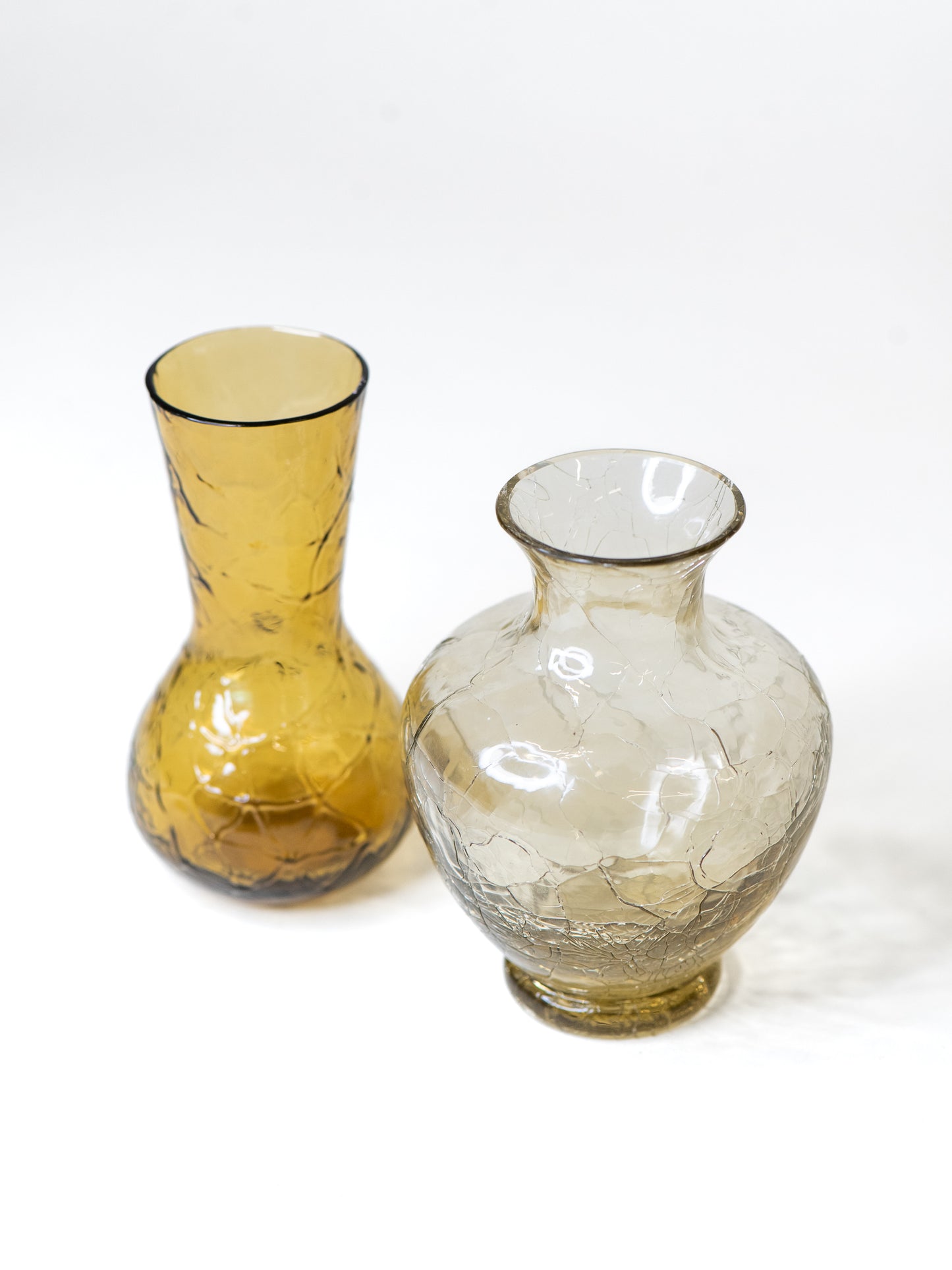 Pair of Vintage Crackle Glass Vases