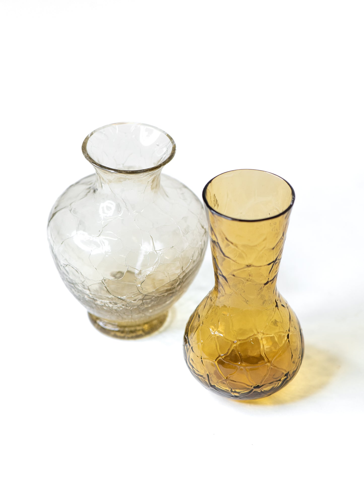 Pair of Vintage Crackle Glass Vases