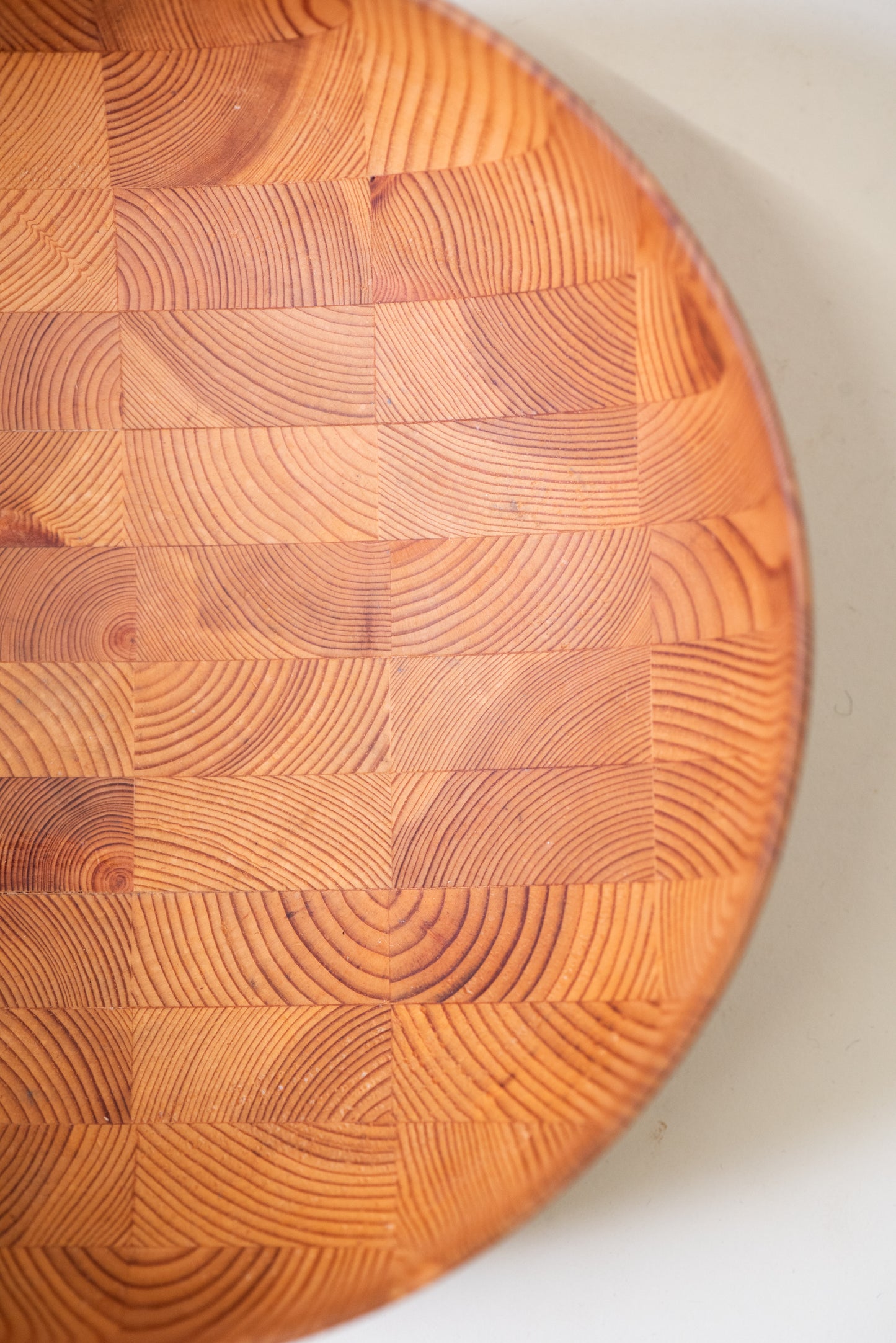 Vintage Wooden Bowl with Patchwork Grain