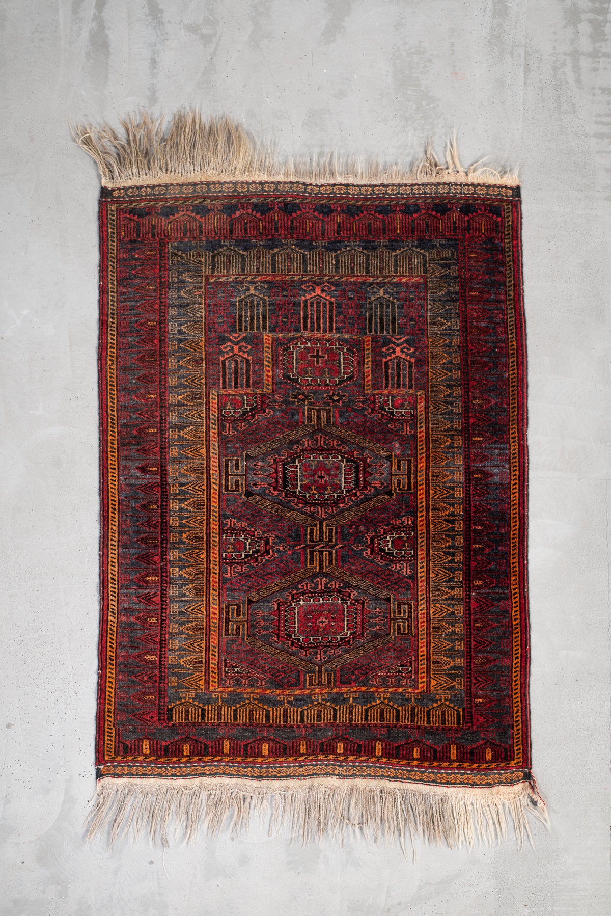 Vintage Hand-Knotted Rug – Mid-Century Afghanistan