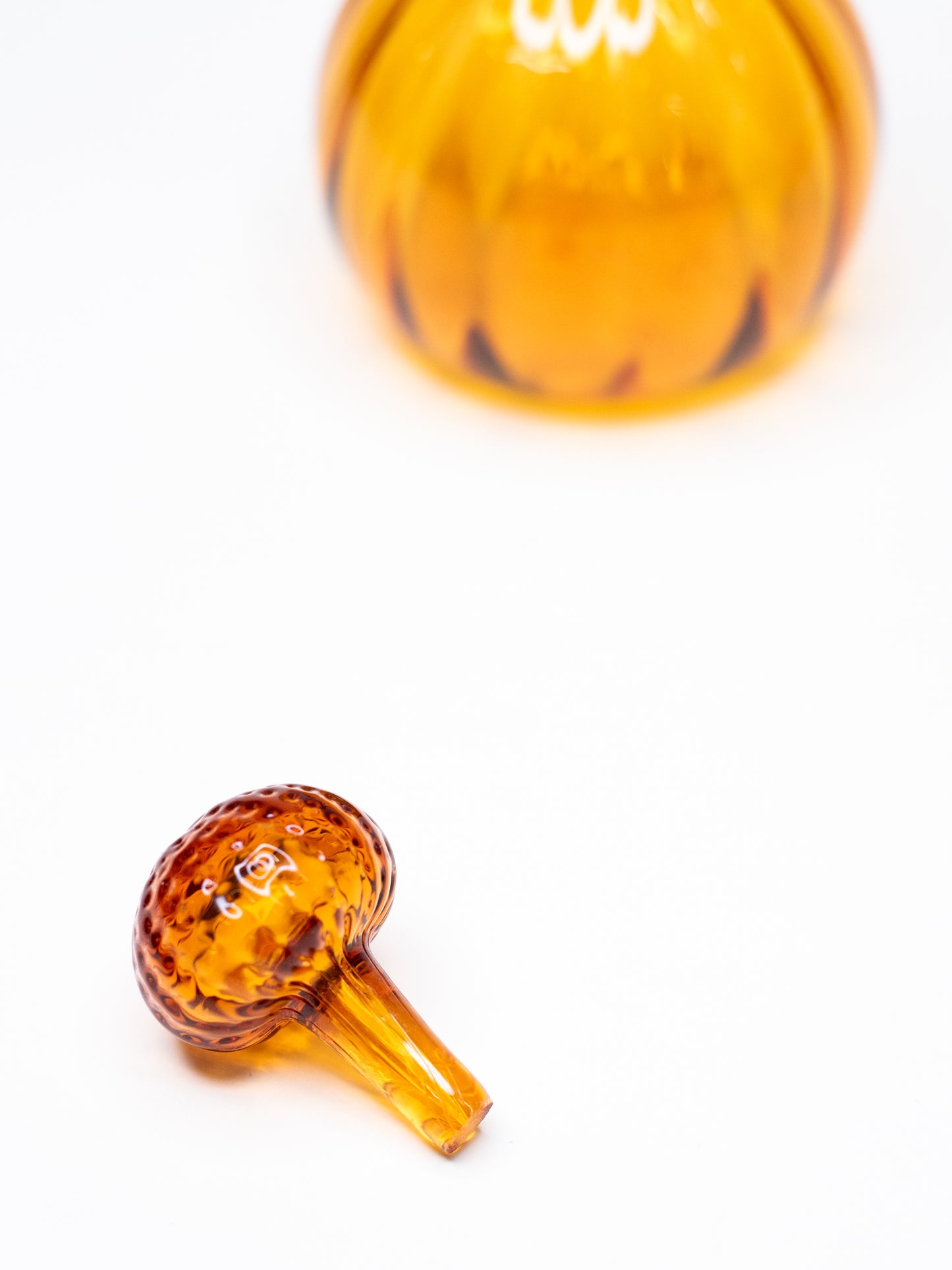 Mid-Century Amber Glass Decanter with Mushroom Stopper