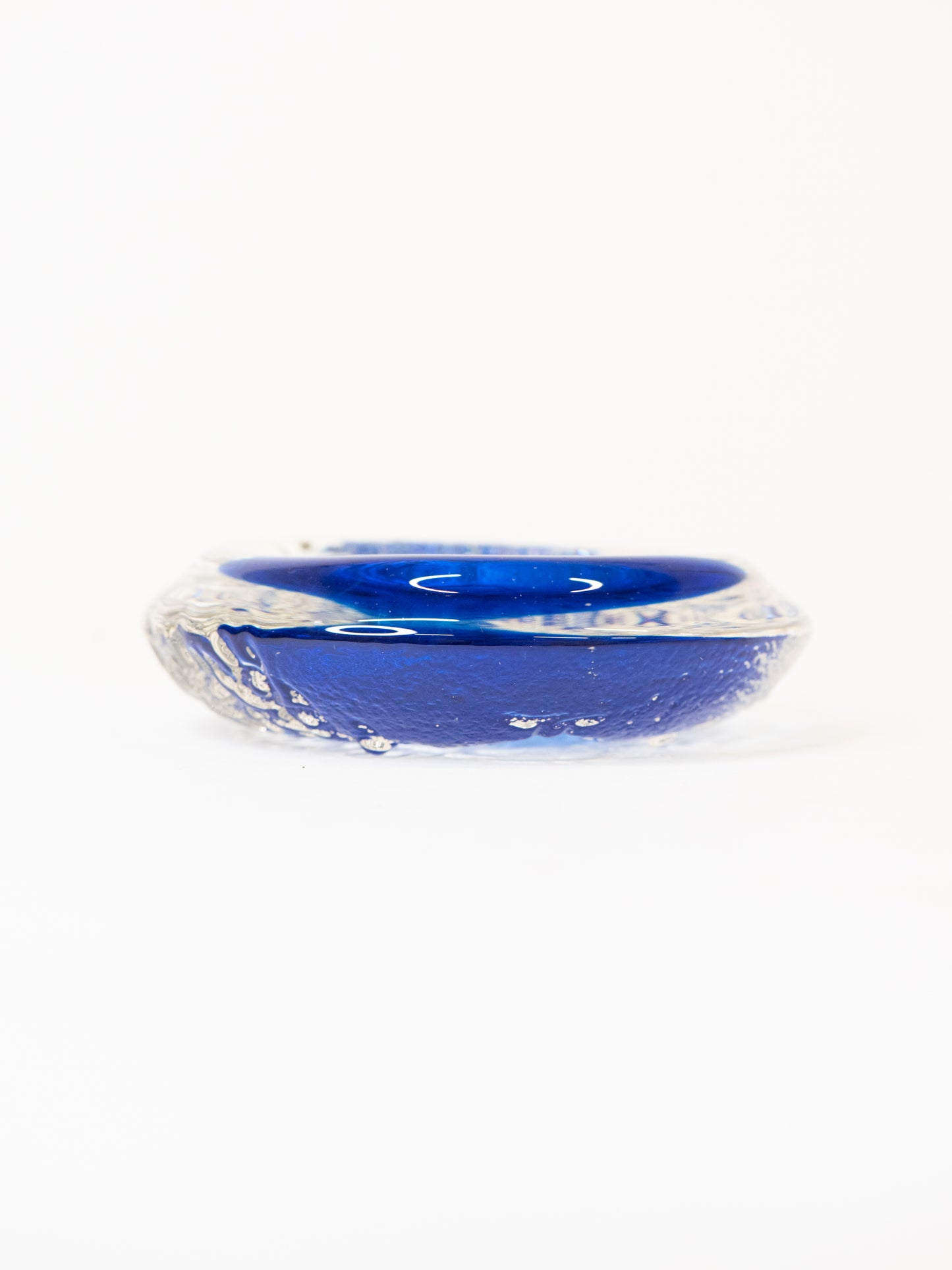 Blue Glass Peacock Dish by Muurla - Finland, 1970's
