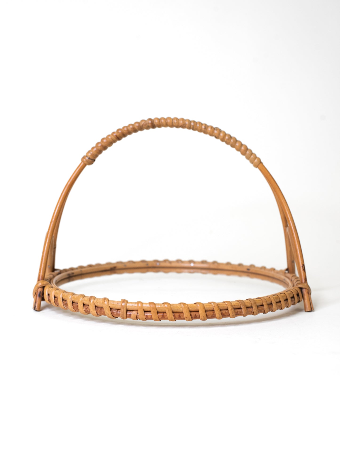 Finnish Rattan & Glass Tray with Handle