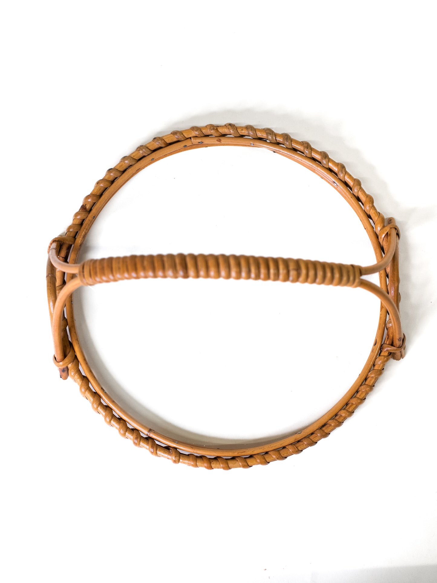Finnish Rattan & Glass Tray with Handle