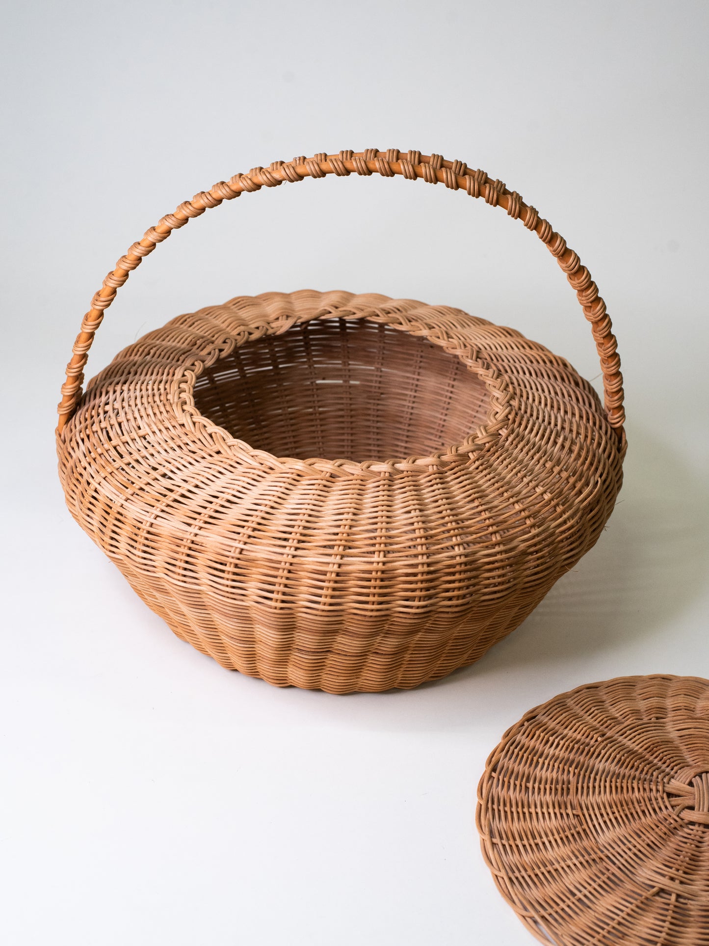 Large Woven Basket with Lid - Finland, Mid-Century