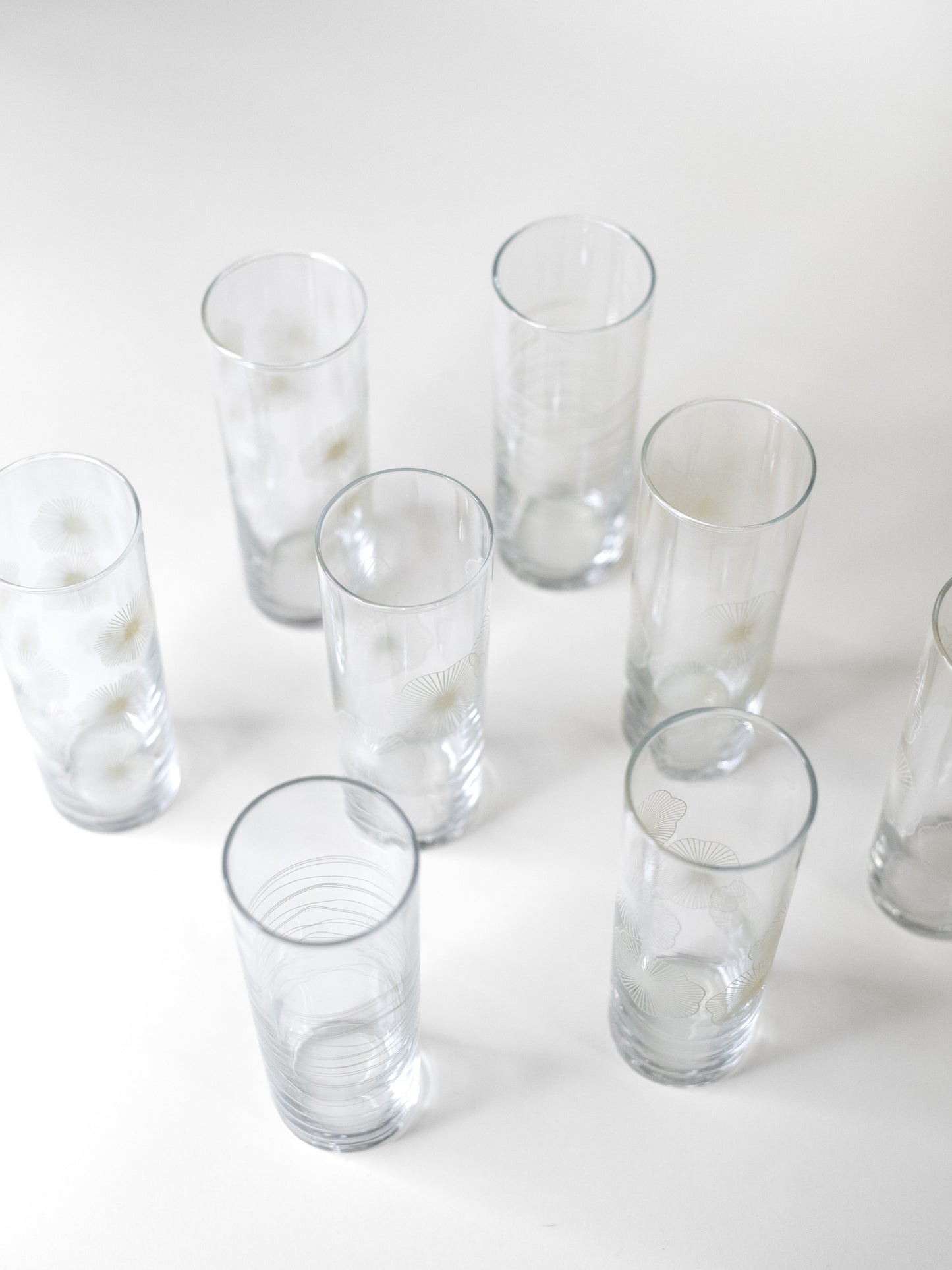 Vintage IKEA Atomic Sunburst Highball Glasses - Sweden, 1960s - Set of 8