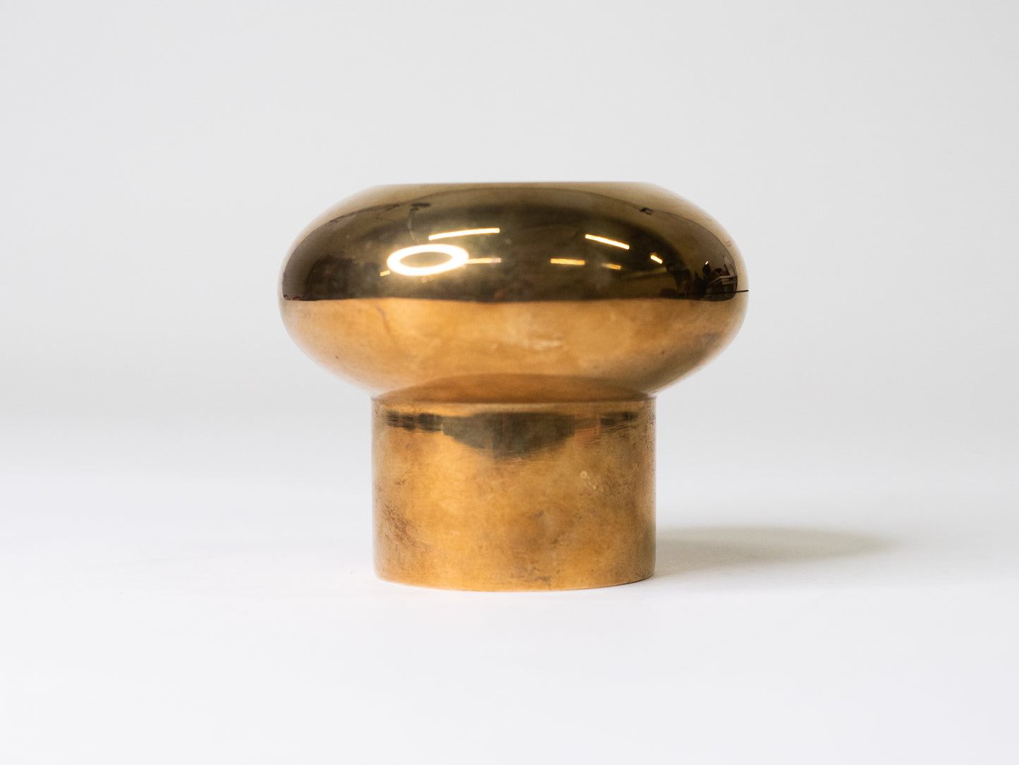 Chunky Vintage Brass Reversible Candle Holder - Sweden, 1980