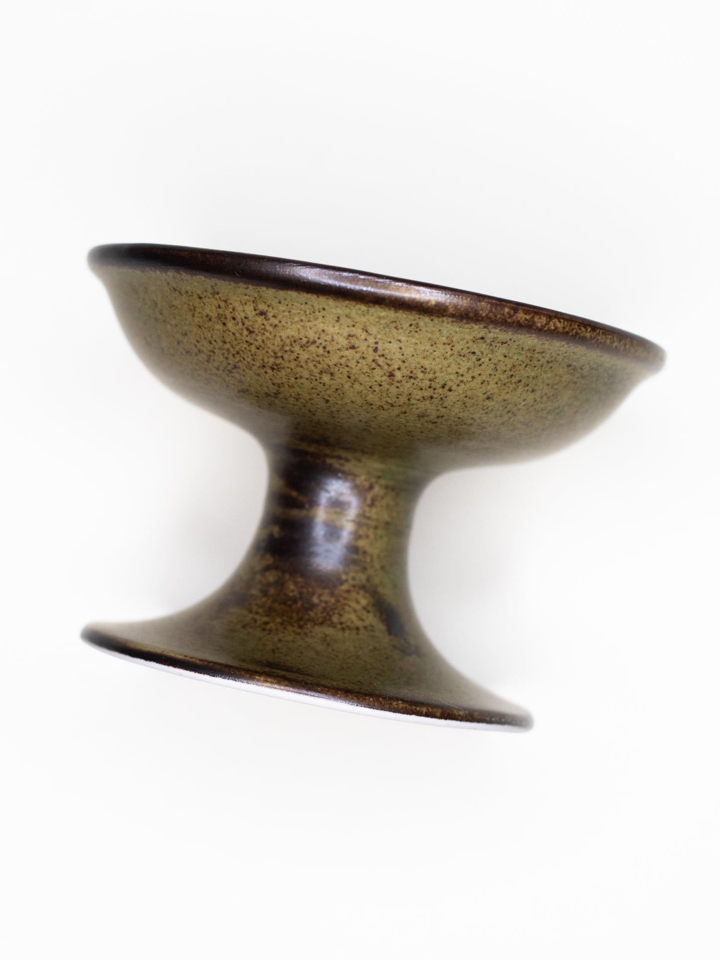 Vintage Ceramic Candle Holder with Green Glaze - Pentik, Finland 1970s
