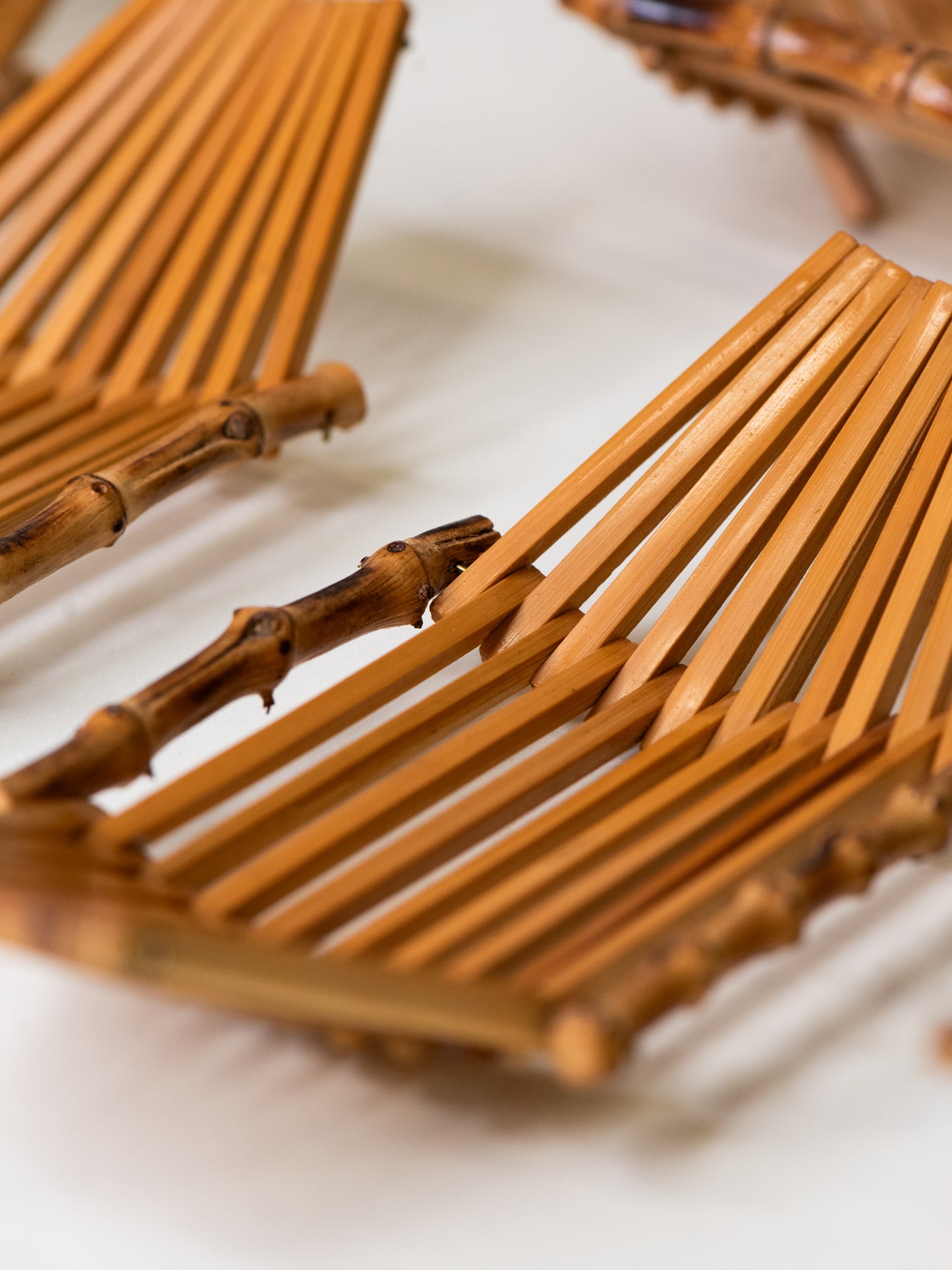 Rare Mid-Century Folding Bamboo Serving Set - Japan 1960s