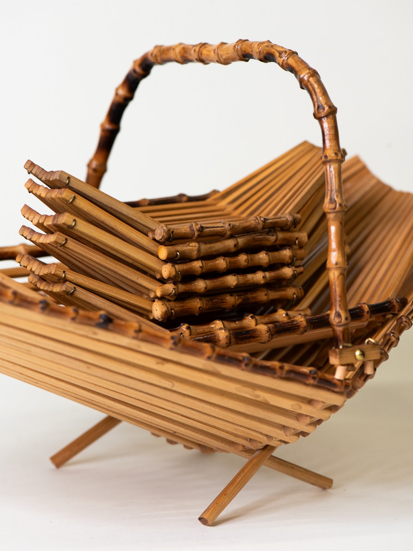 Rare Mid-Century Folding Bamboo Serving Set - Japan 1960s
