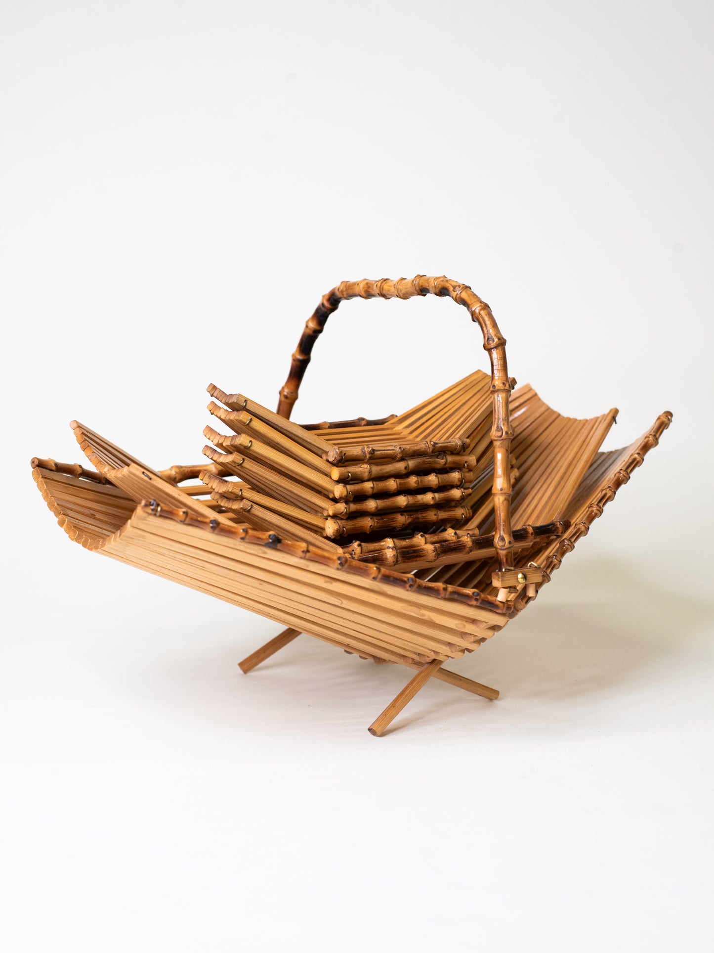 Rare Mid-Century Folding Bamboo Serving Set - Japan 1960s