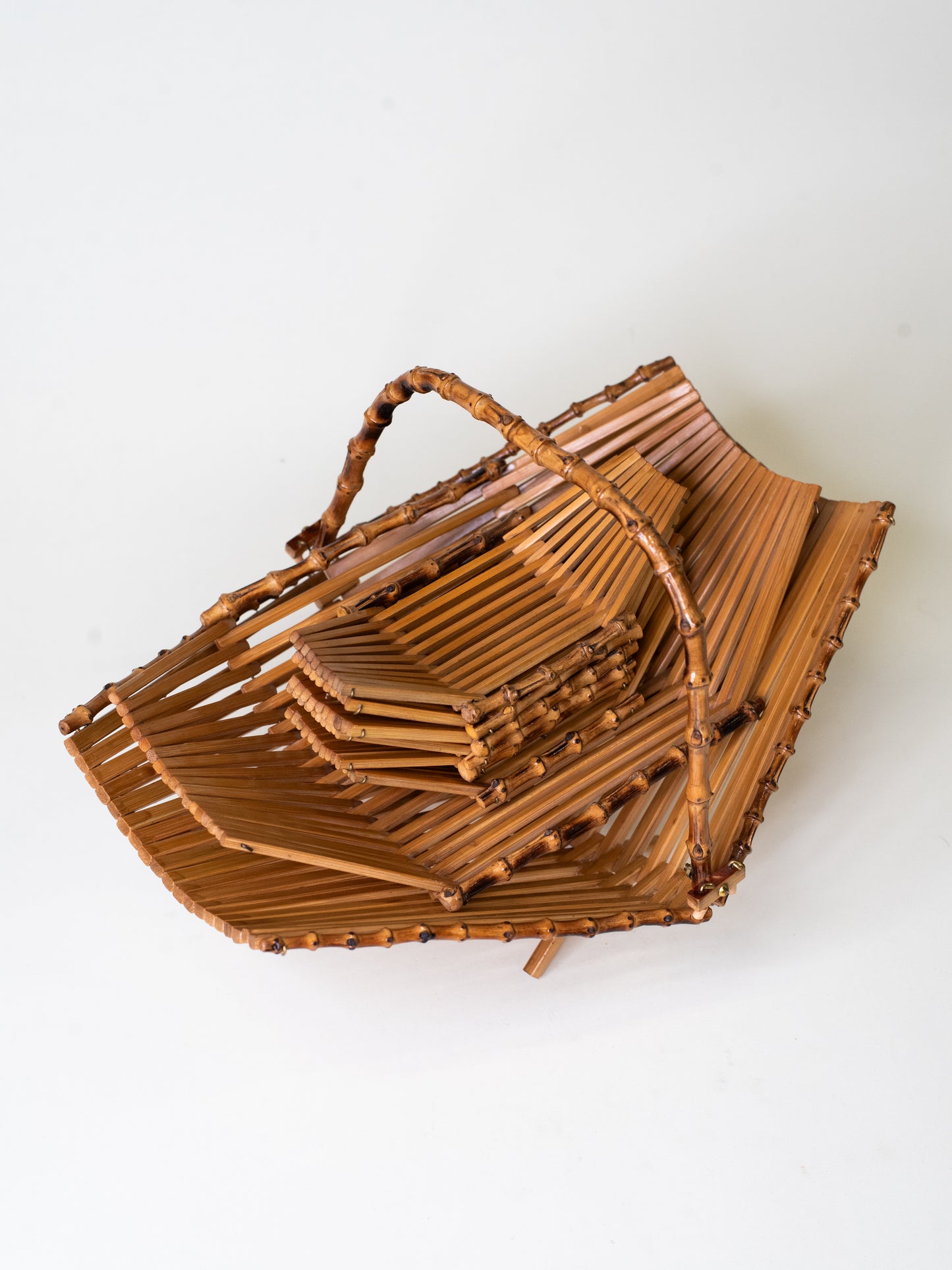 Rare Mid-Century Folding Bamboo Serving Set - Japan 1960s