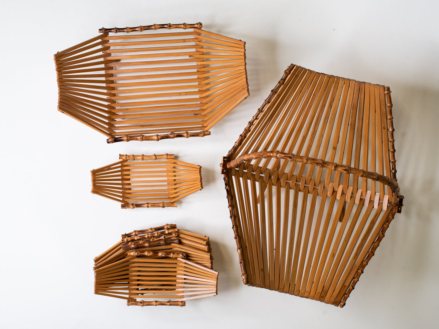 Rare Mid-Century Folding Bamboo Serving Set - Japan 1960s