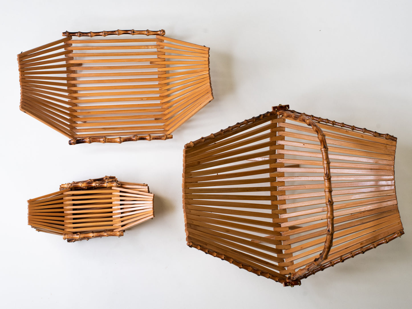 Rare Mid-Century Folding Bamboo Serving Set - Japan 1960s
