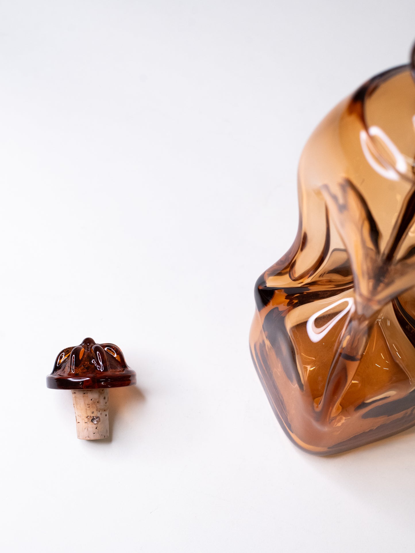 Vintage Amber Pinched Decanter by Randsfjord Glassverk - Norway, 1960s