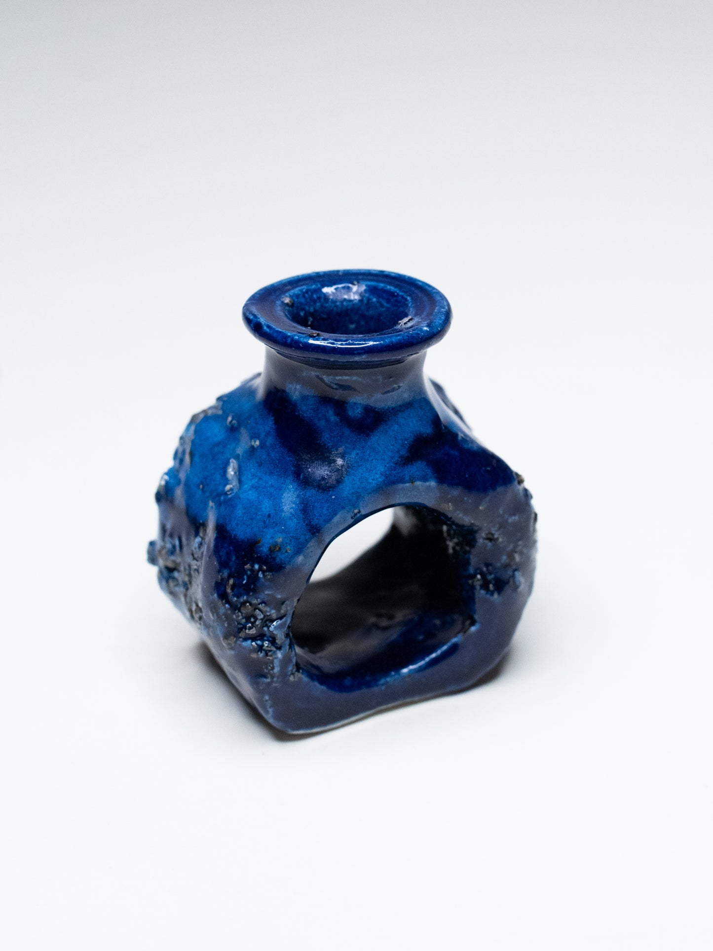 Pentik ‘Kaamoskivi’ Candle Holder in Cobalt Blue - Finland 1970s