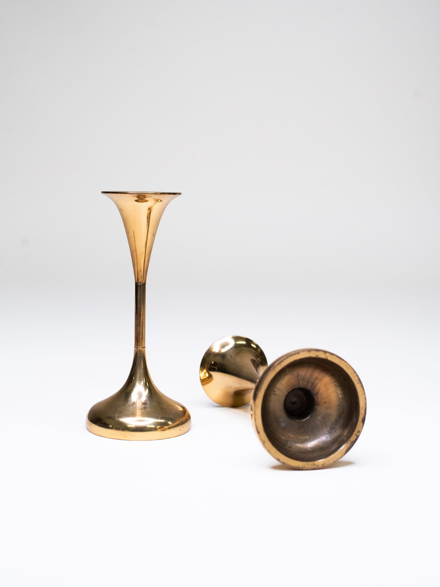 Pair of Vintage Brass Candle Holders by Hyslop - Denmark, 1960s