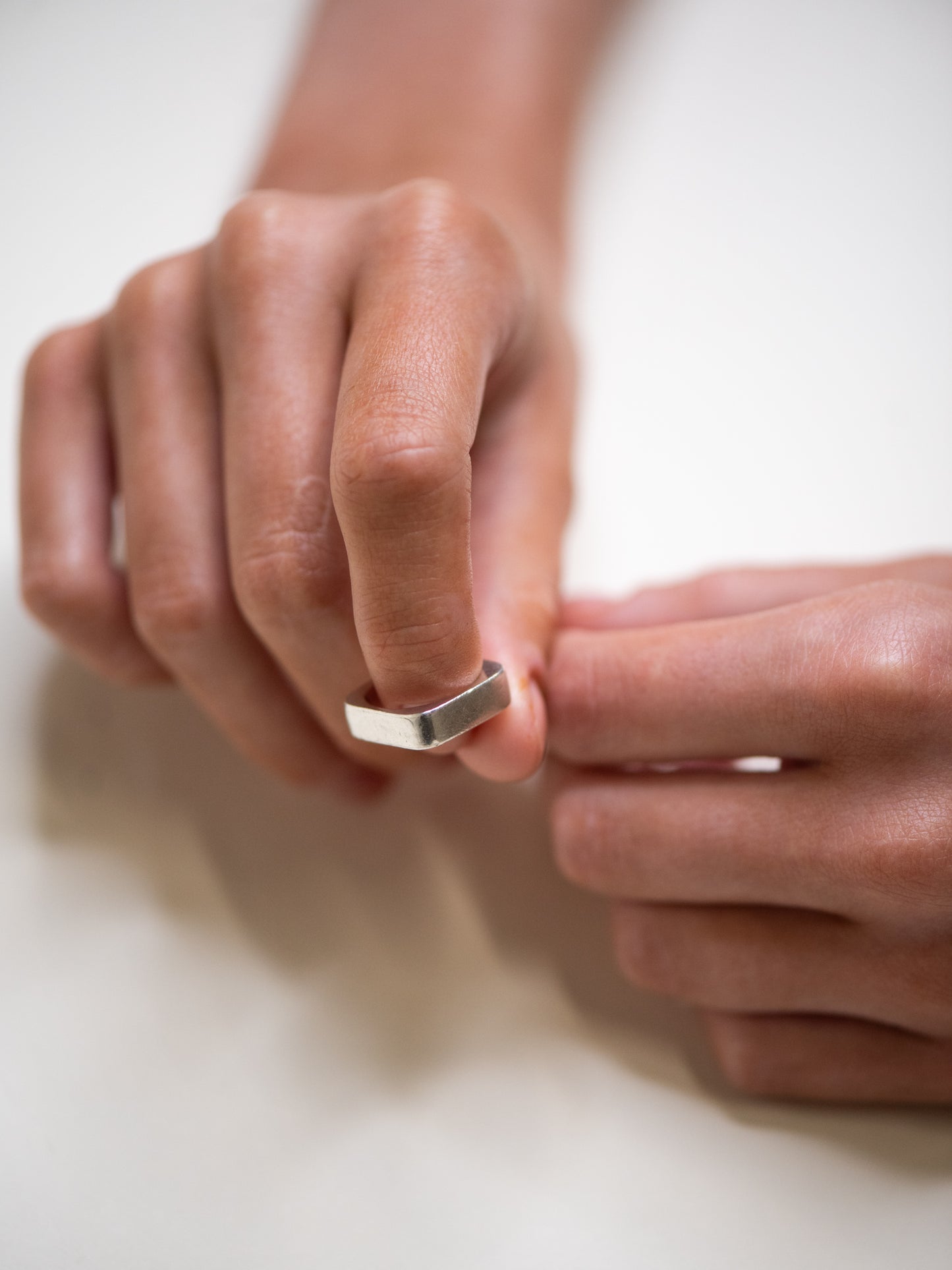 Vintage Modernist Square Silver Ring