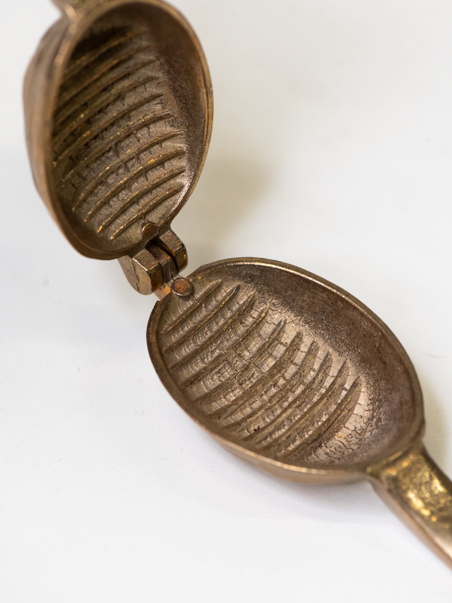 Solid Brass Walnut Nutcracker - 1960's