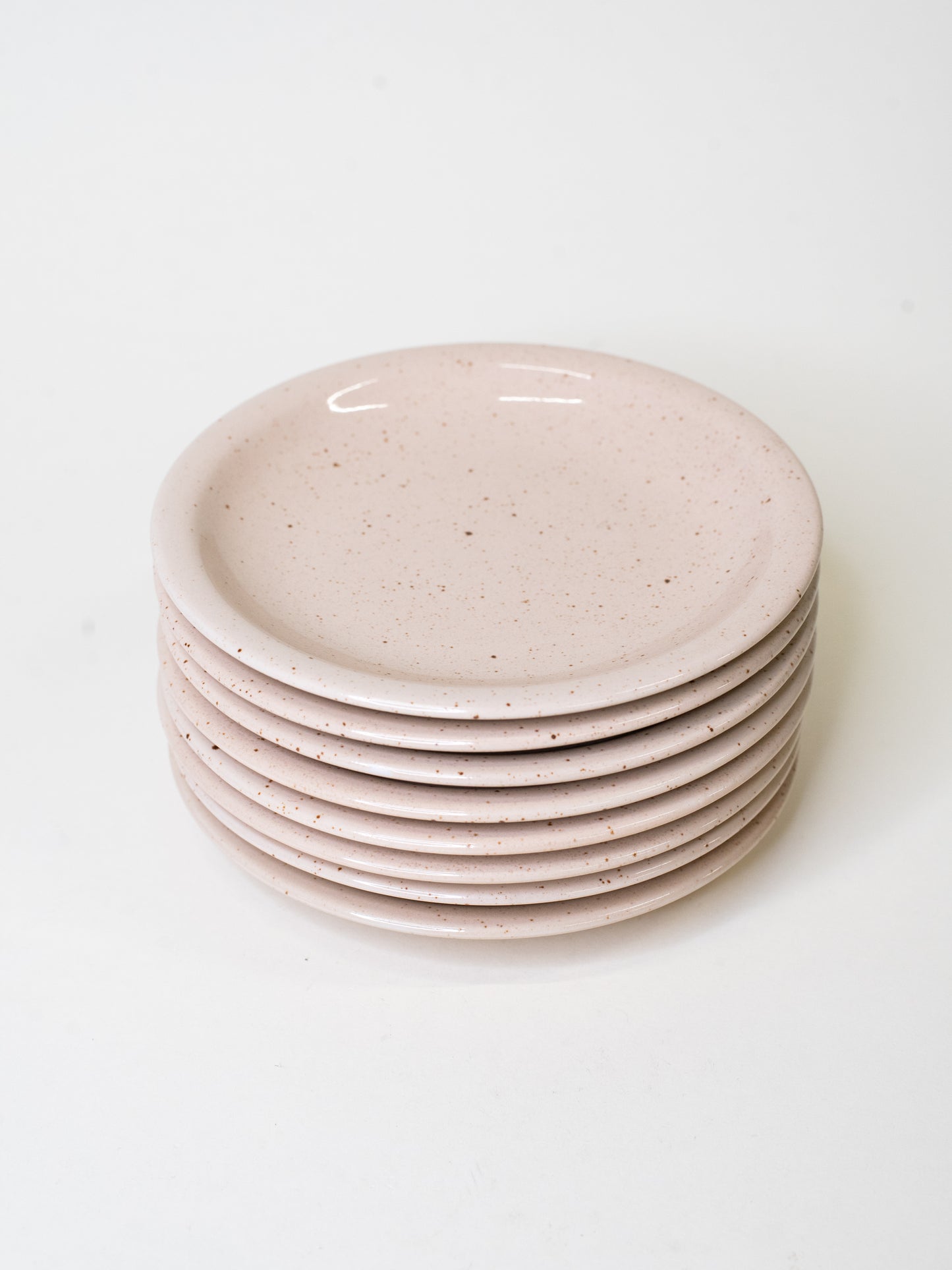 Set of 8 Soft Blush Glazed Vintage Plates by Pentik