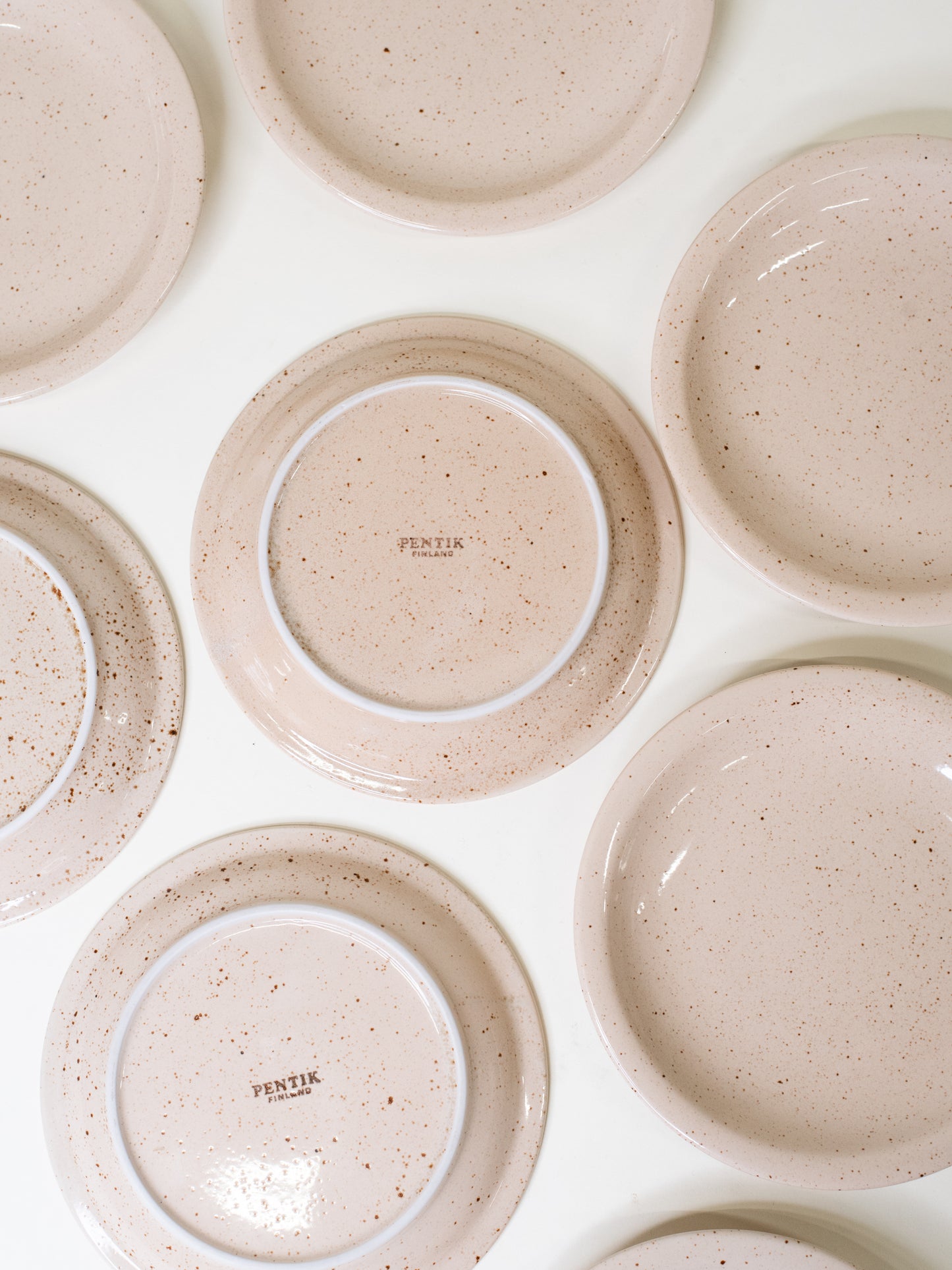 Set of 8 Soft Blush Glazed Vintage Plates by Pentik
