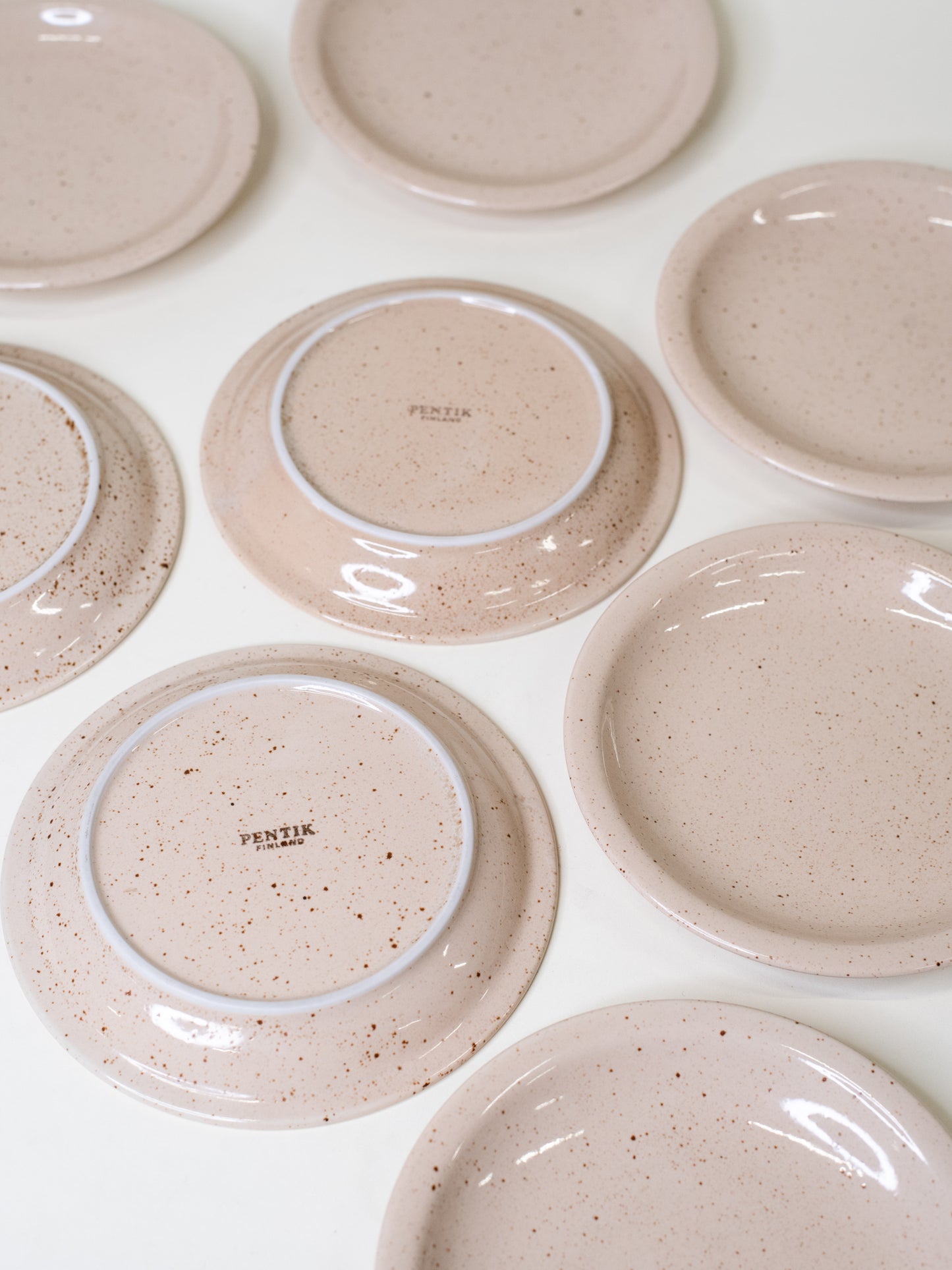 Set of 8 Soft Blush Glazed Vintage Plates by Pentik