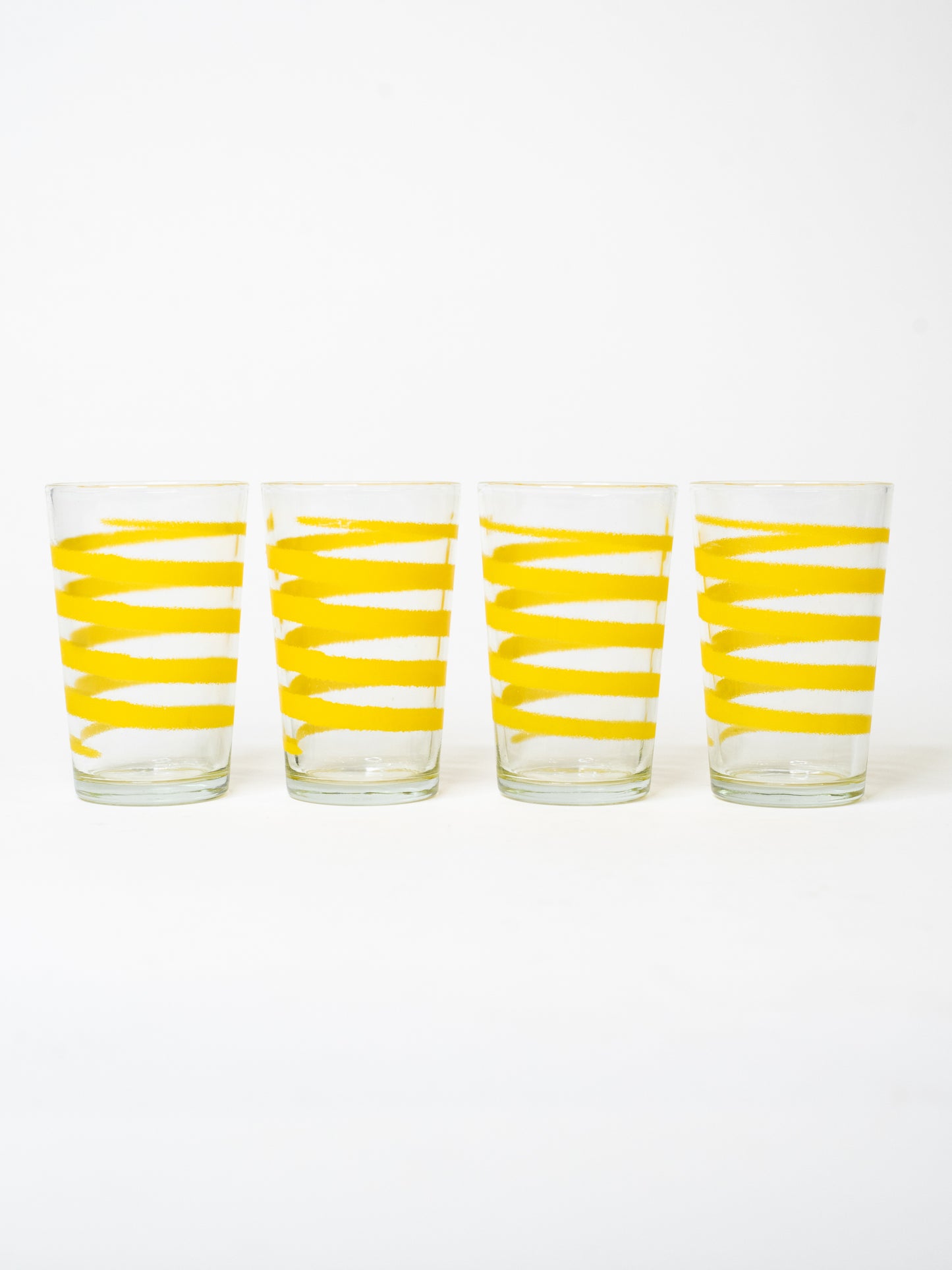 Yellow Vintage Swirl Glasses from Japan, 1970s – Set of 4