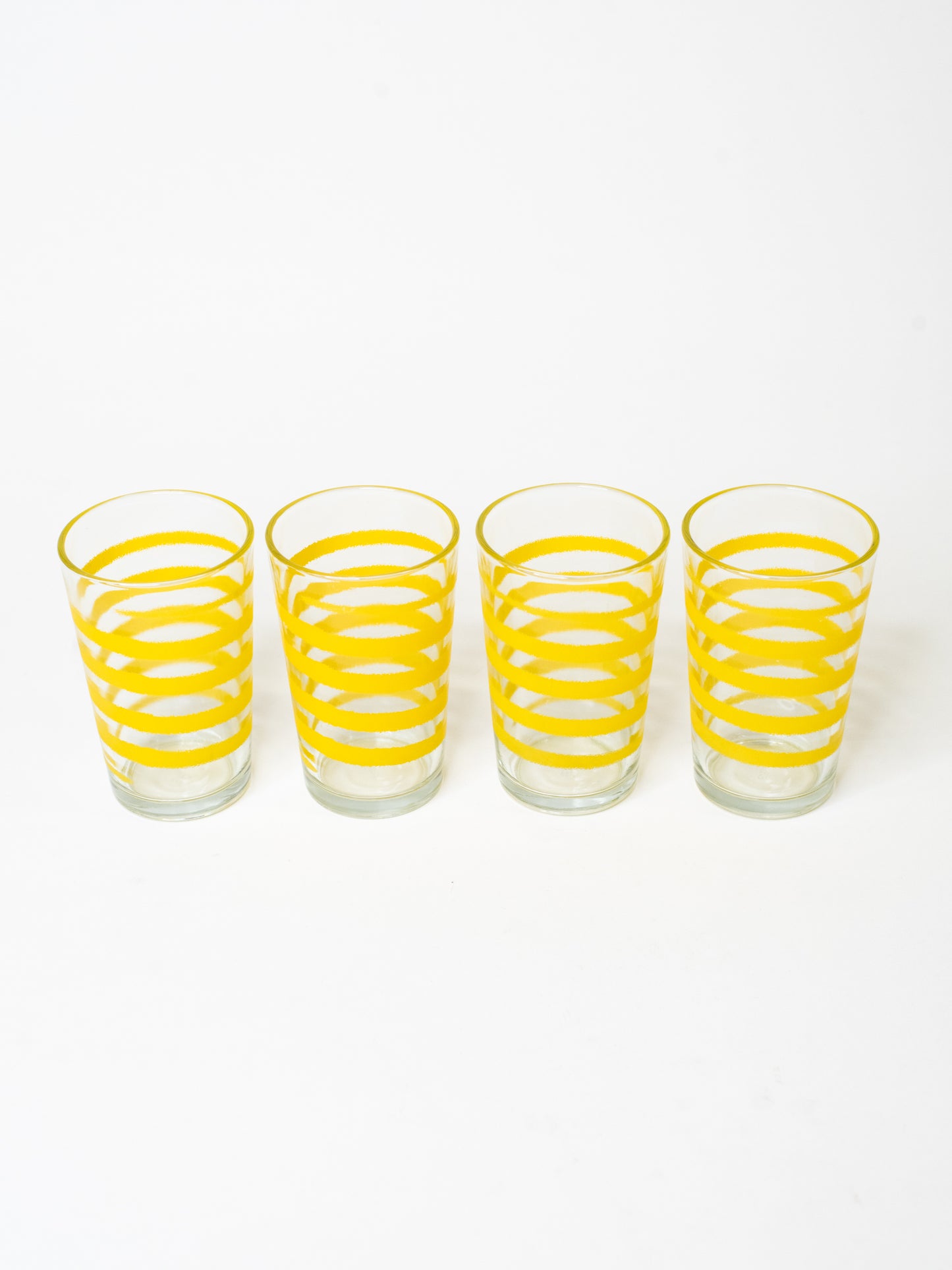 Yellow Vintage Swirl Glasses from Japan, 1970s – Set of 4