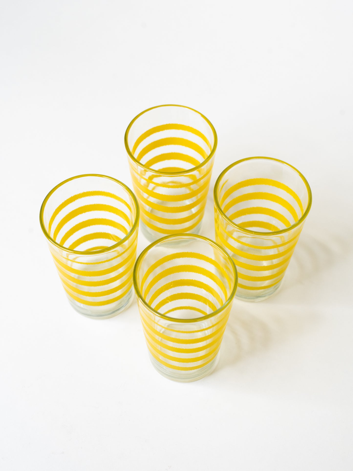 Yellow Vintage Swirl Glasses from Japan, 1970s – Set of 4