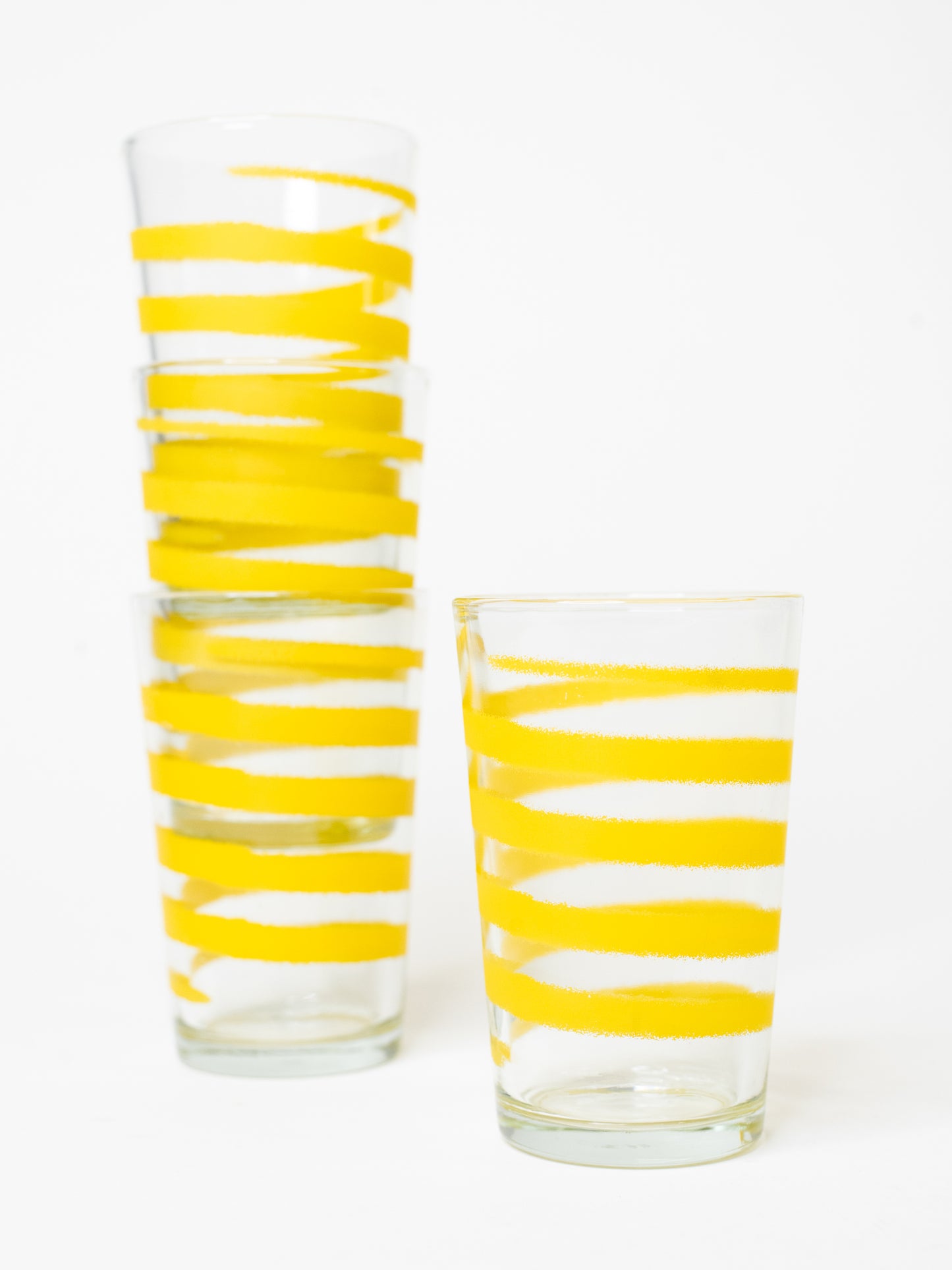 Yellow Vintage Swirl Glasses from Japan, 1970s – Set of 4
