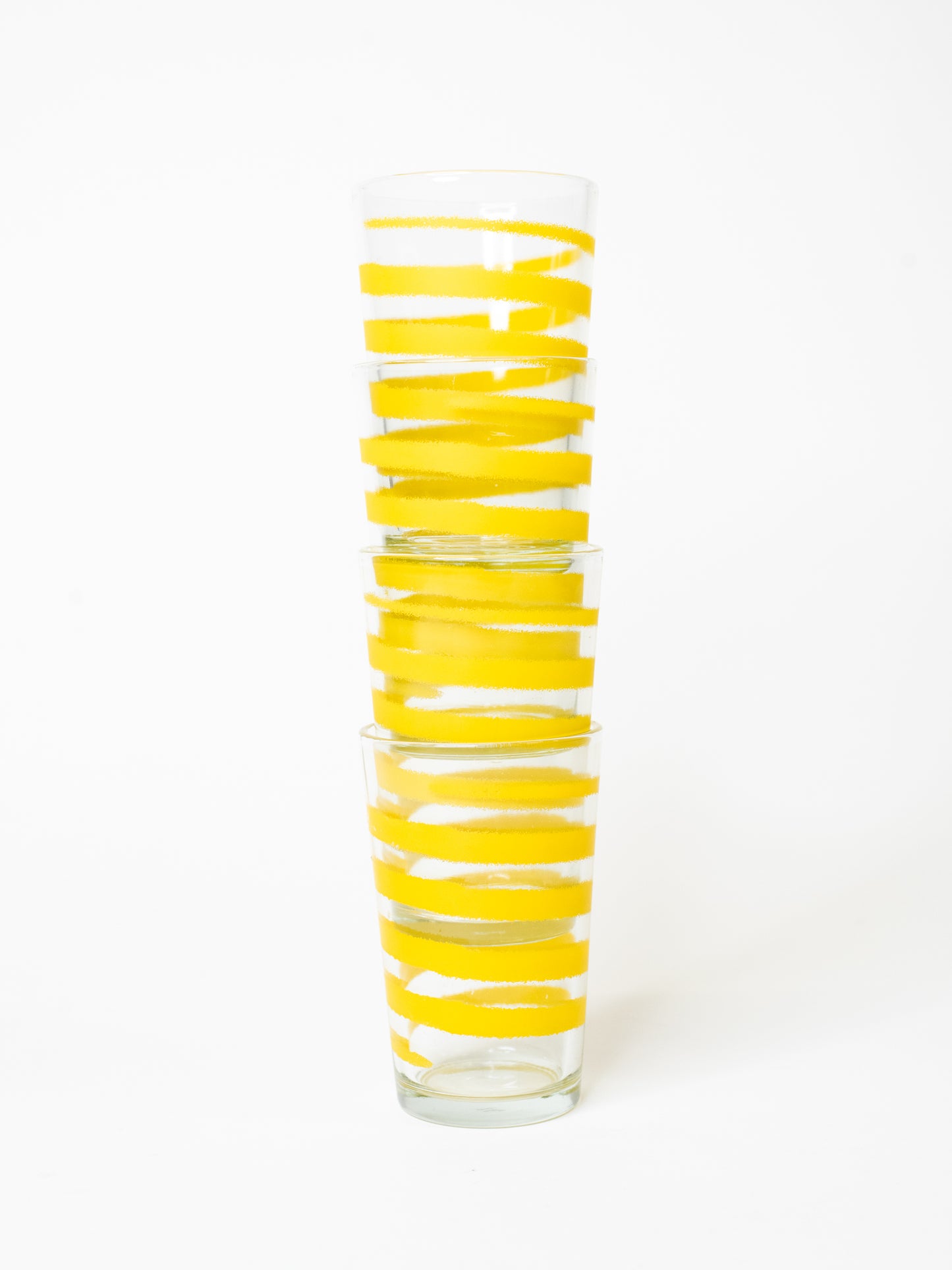 Yellow Vintage Swirl Glasses from Japan, 1970s – Set of 4