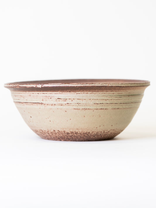 Large Studio Pottery Bowl in Sand and Rust Glaze from 1983