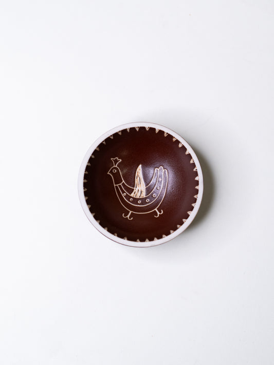 Arabia 'Tarina' Dish with Hand-etched Folk Motif – Finland, 1950's