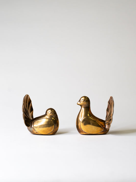 Pair of Brass Bird Figurines – West Germany, 1970's