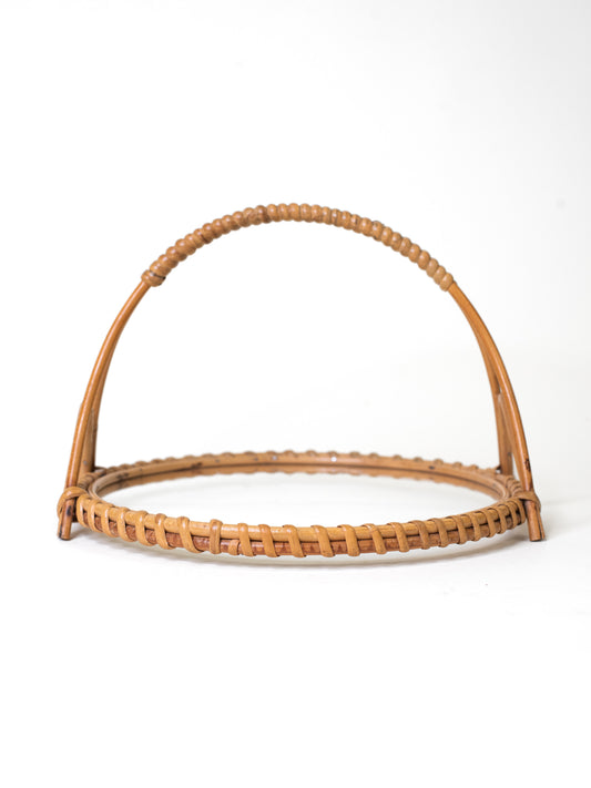 Finnish Rattan & Glass Tray with Handle