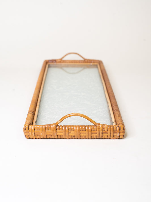 Vintage Rattan Serving Tray – Finland, 1960s