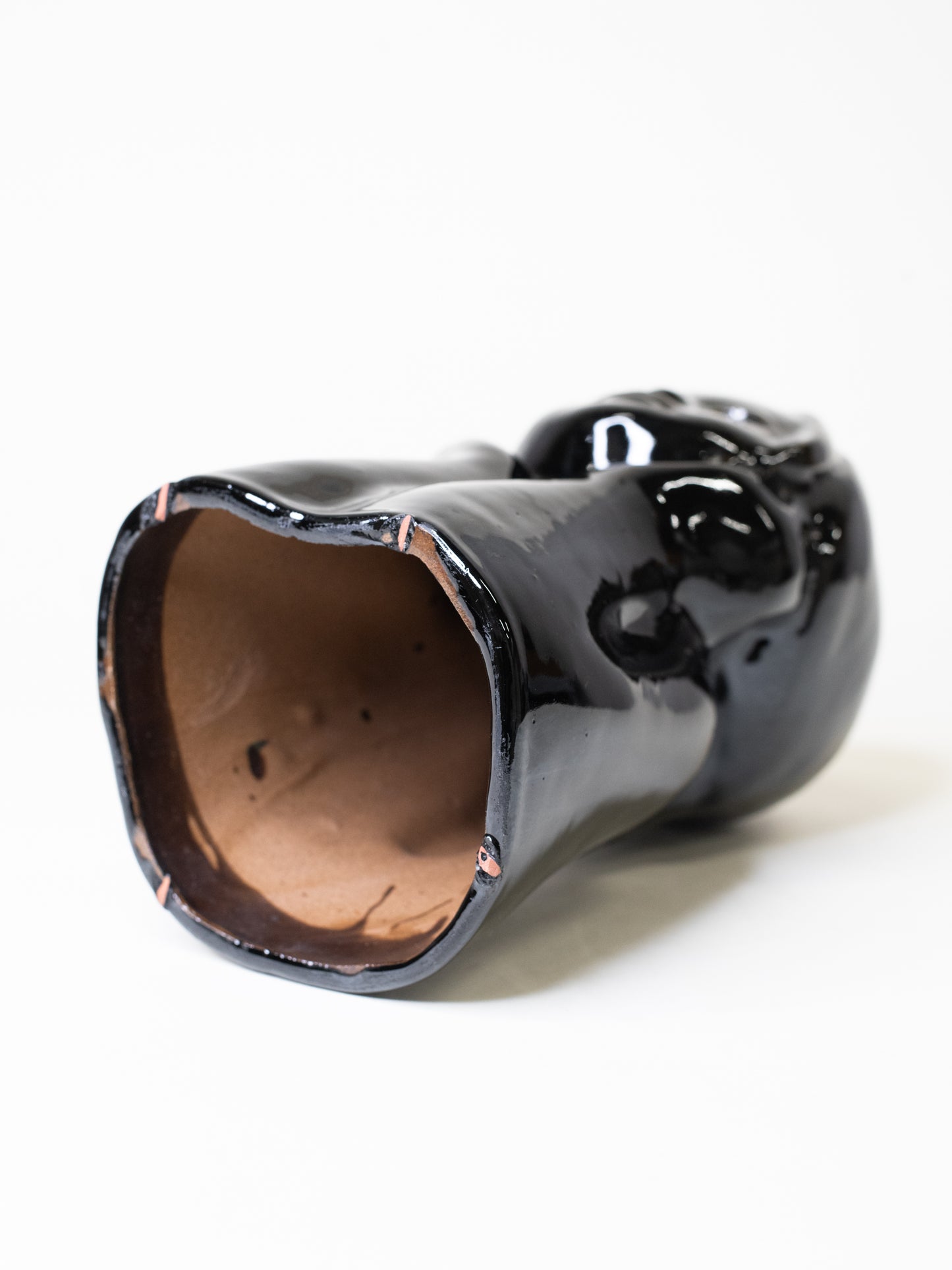 Glossy Black Ceramic Head Sculpture by TEKT