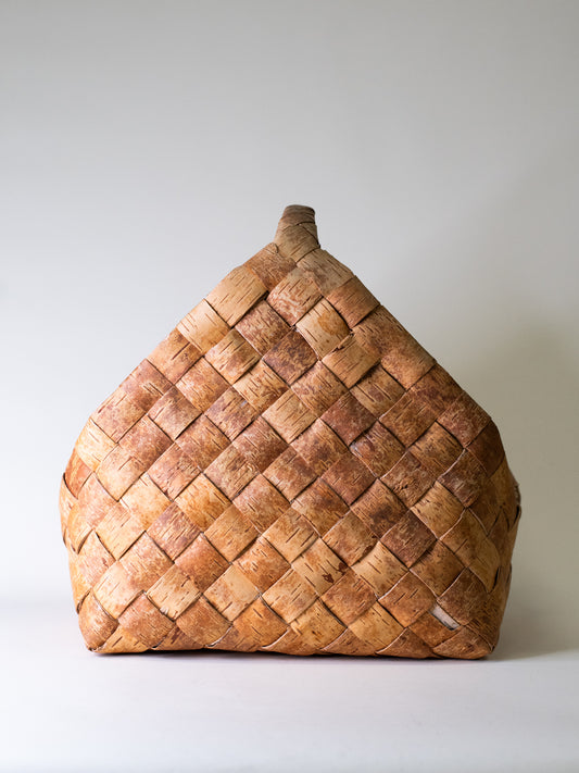 Large Vintage Woven Birch Bark Basket