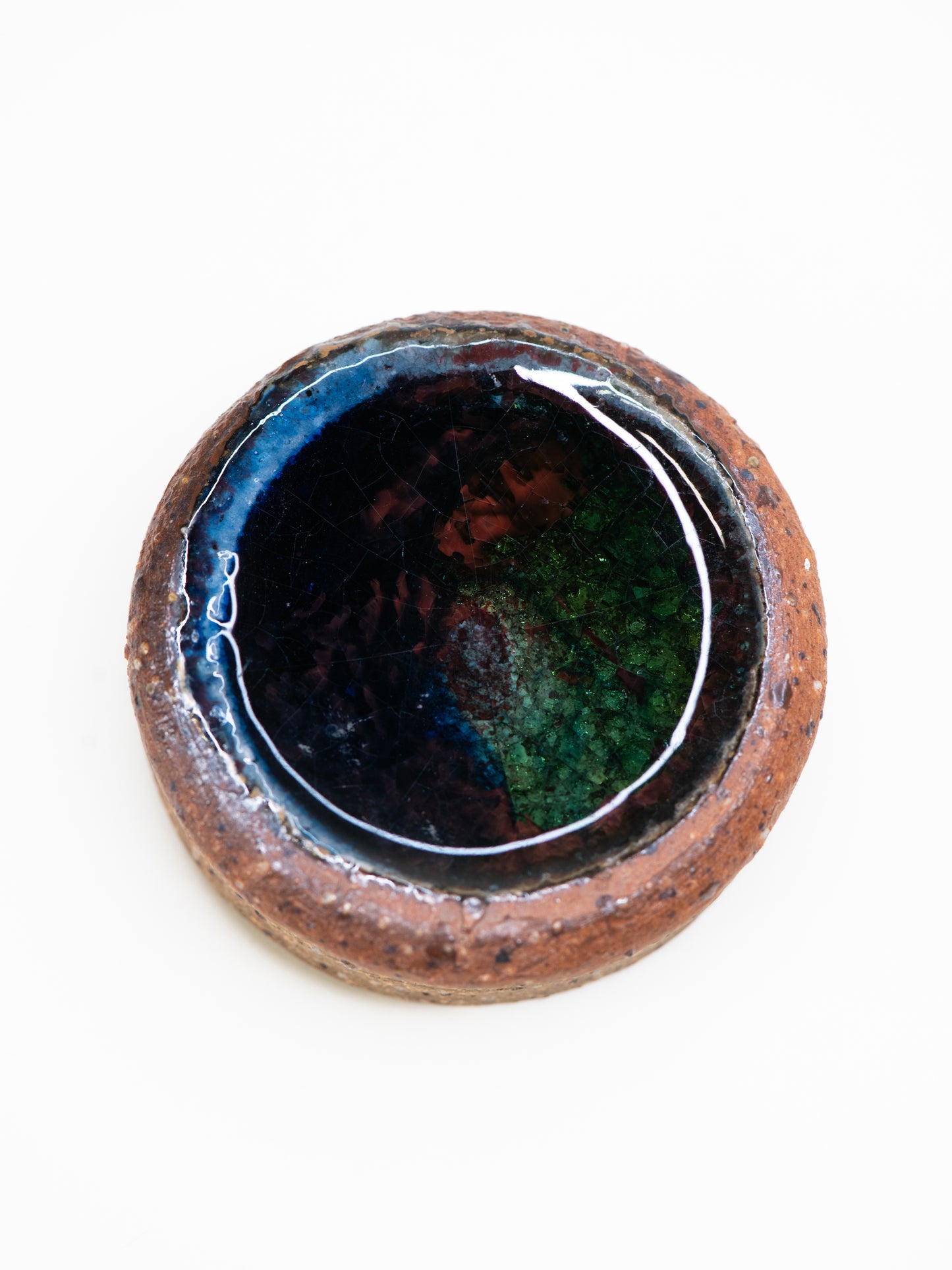 Vintage Stoneware Jar with Glass Inlay Lid - Scandinavian Mid-Century