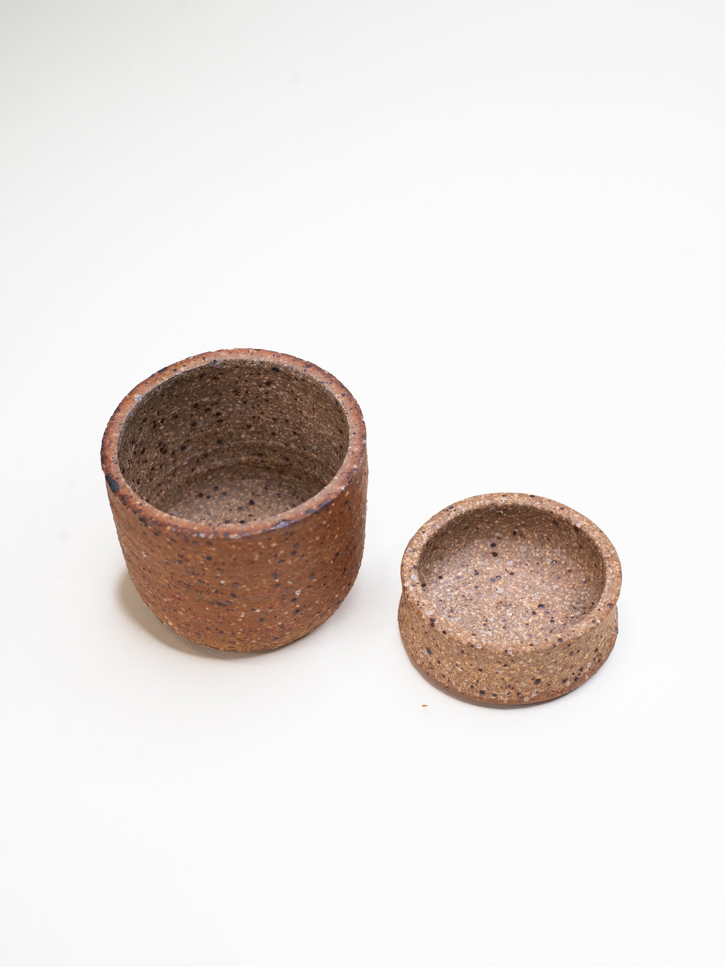 Vintage Stoneware Jar with Glass Inlay Lid - Scandinavian Mid-Century