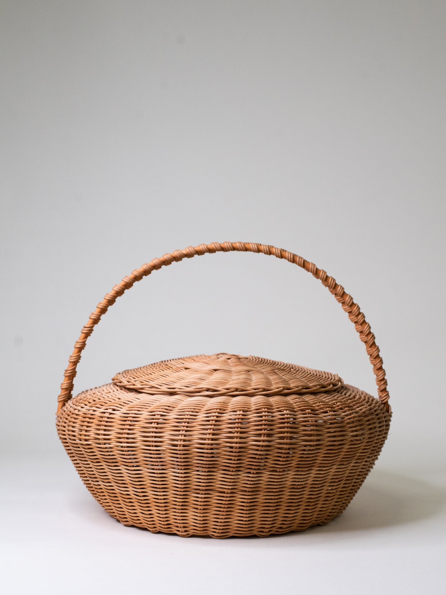 Large Woven Basket with Lid - Finland, Mid-Century