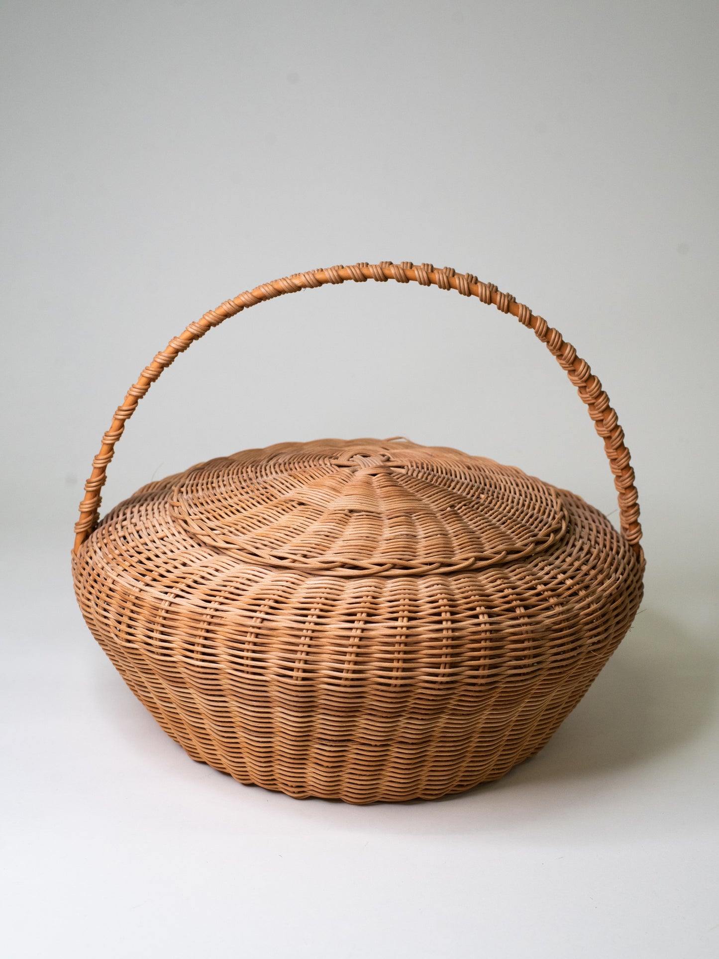 Large Woven Basket with Lid - Finland, Mid-Century